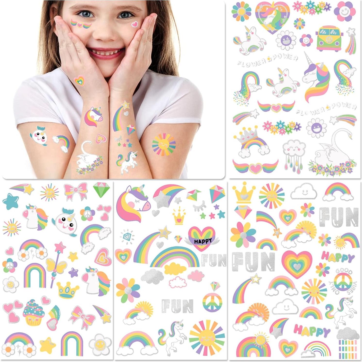 Tatuajes Temporales para Niños Unicornio Weipbwor 20x15cm