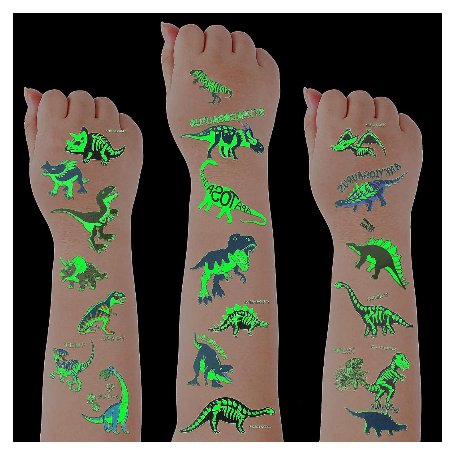 Tatuajes Temporales Brillantes Dinosaurios Zonon - 90 Diseños