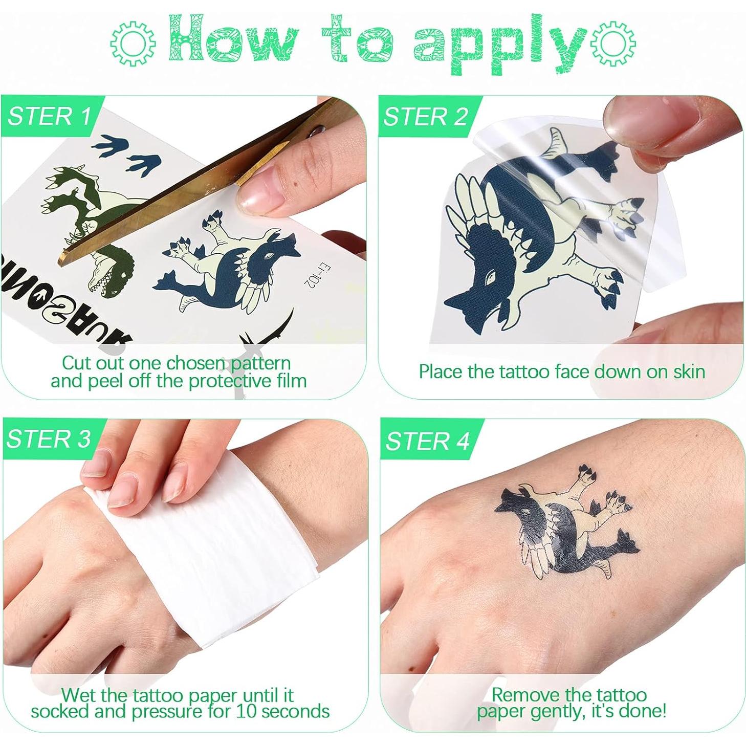 Tatuajes Temporales Brillantes Dinosaurios Zonon - 90 Diseños