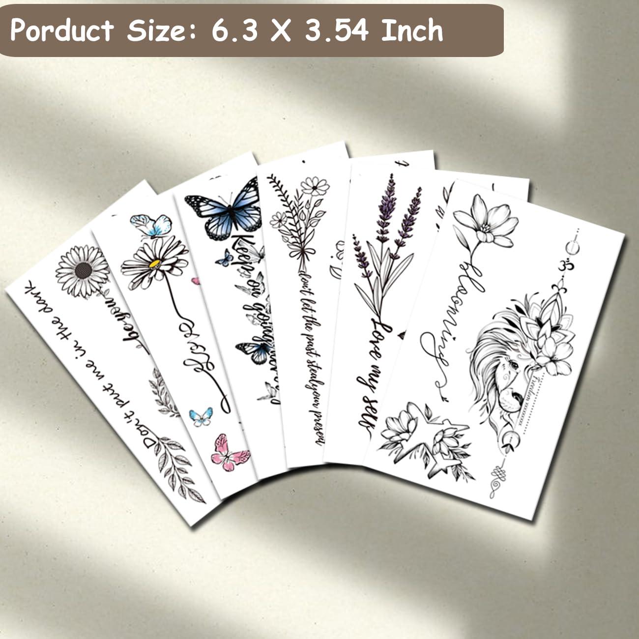 Tatuajes Temporales CHARLENT de Flores Negras - 12 Hojas