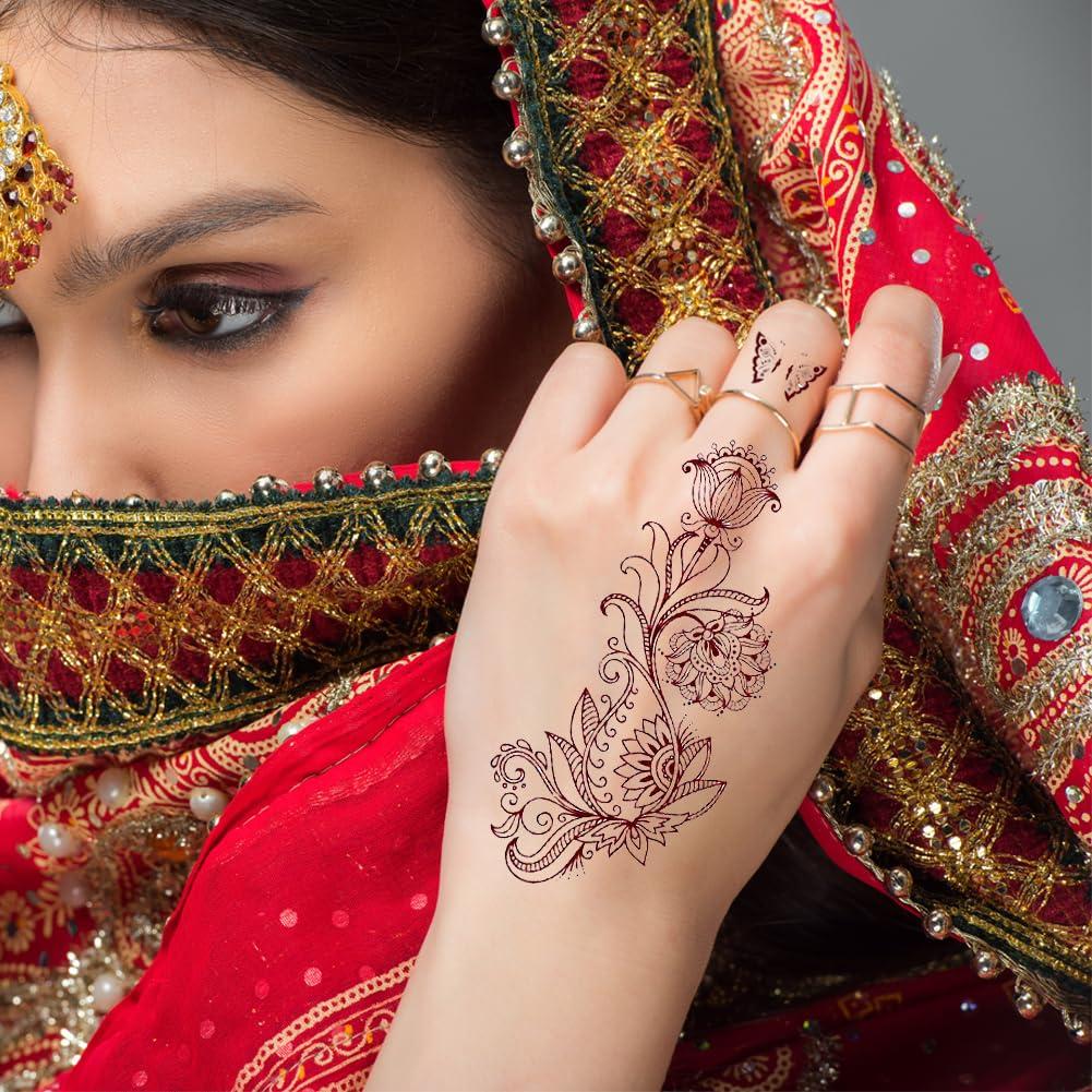 Kit de Tatuajes Temporales de Henna Xmasir - 12 Hojas Marrón