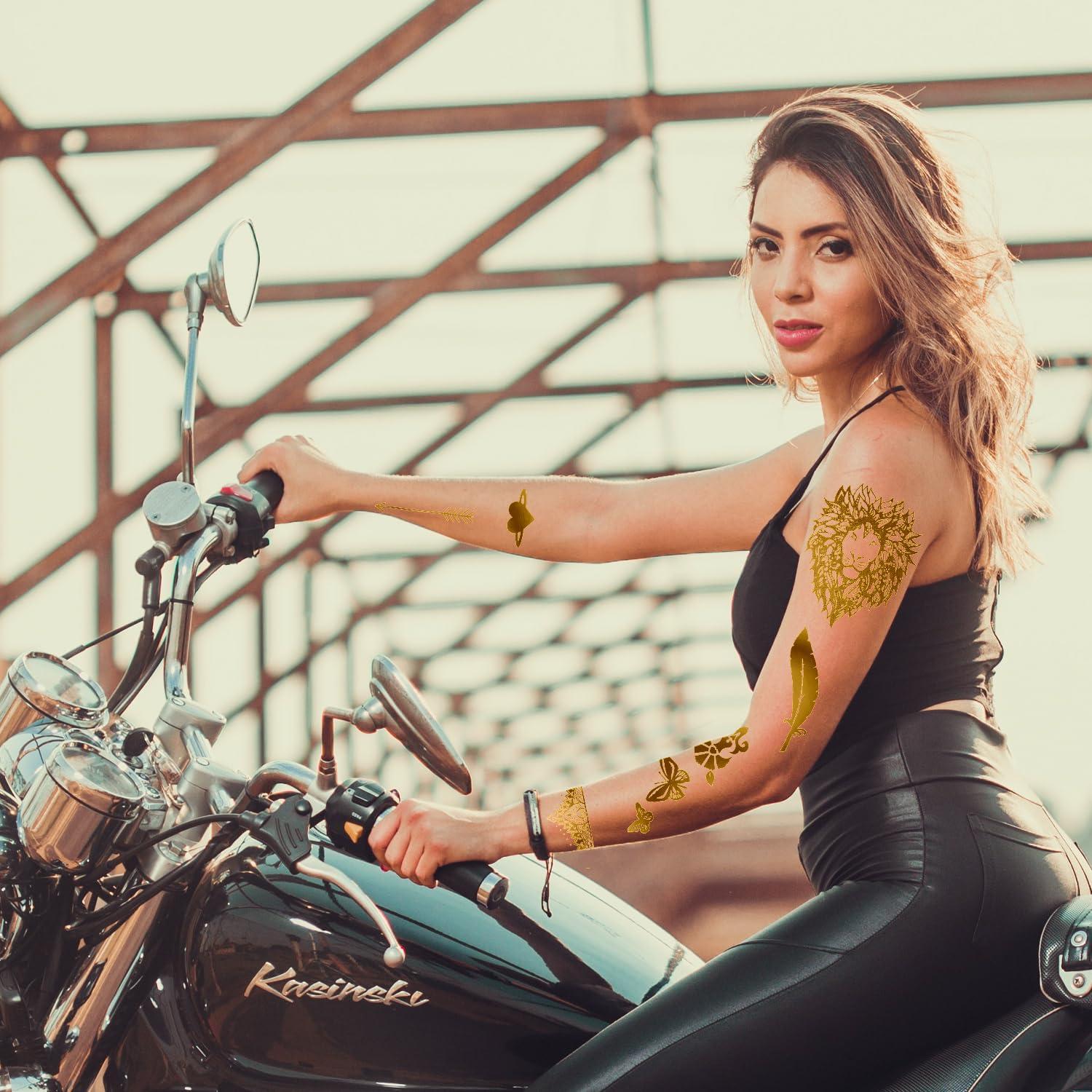 Tatuajes Temporales Dorados AIRNOGO 110 Pcs Impermeables