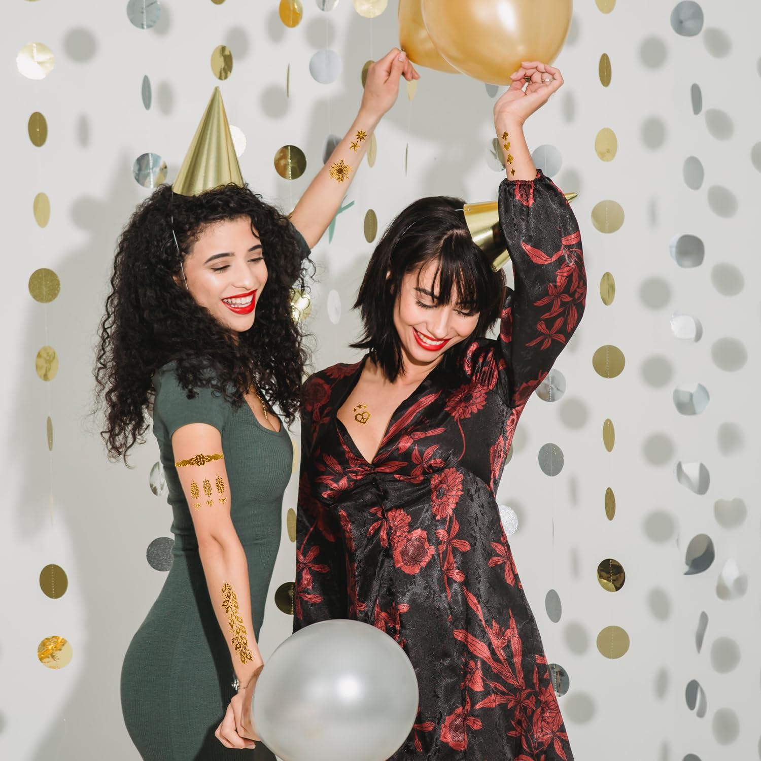 Tatuajes Temporales Dorados AIRNOGO 110 Pcs Impermeables