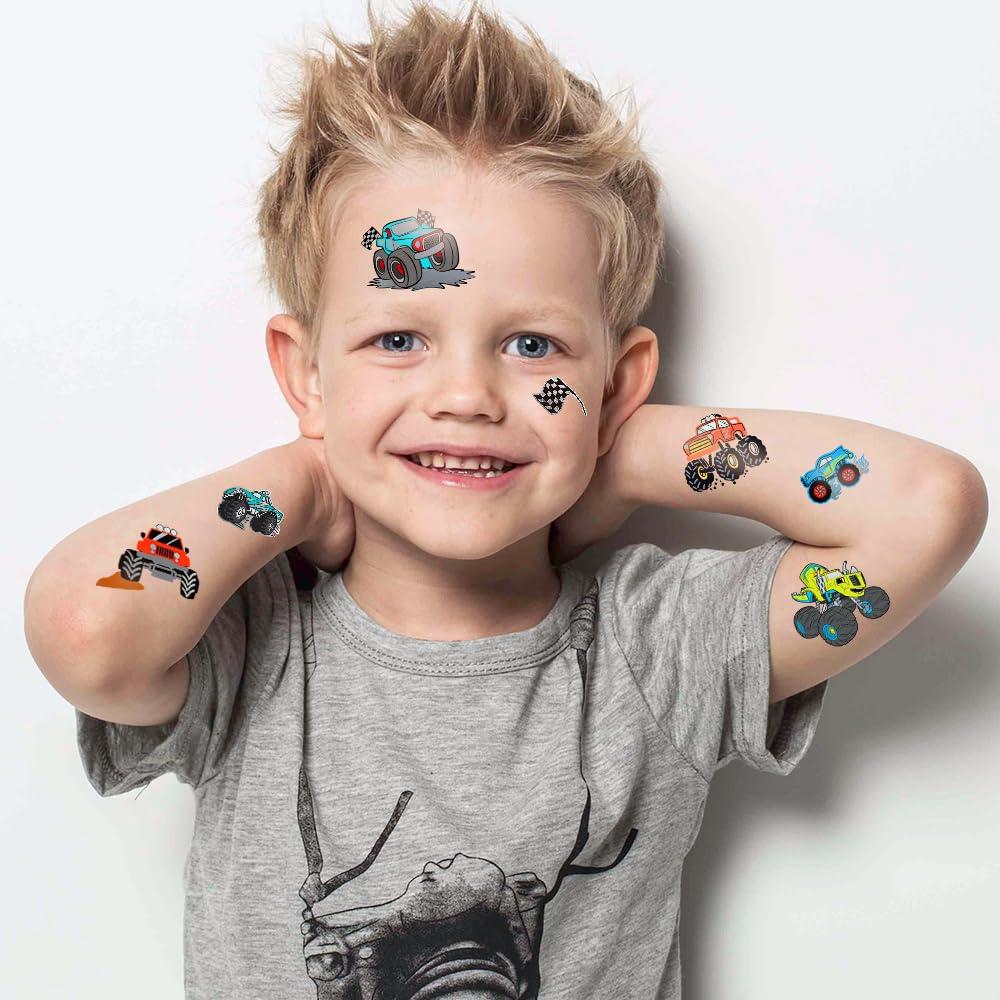 75 Tatuajes Temporales Metálicos para Niños - Camiones Monstruo