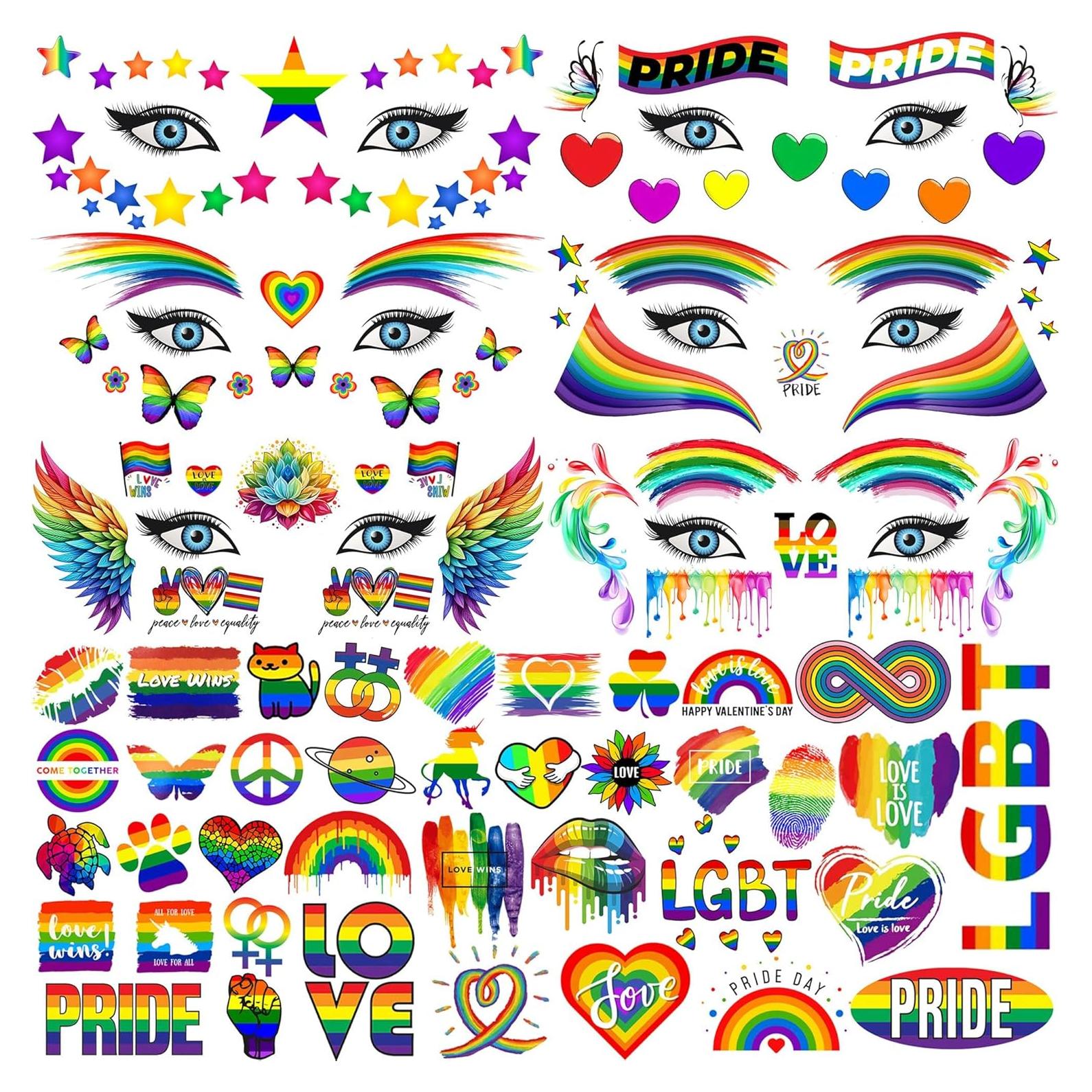 Tatuajes Temporales de Orgullo Gay GOROMON 128 PCS 3D