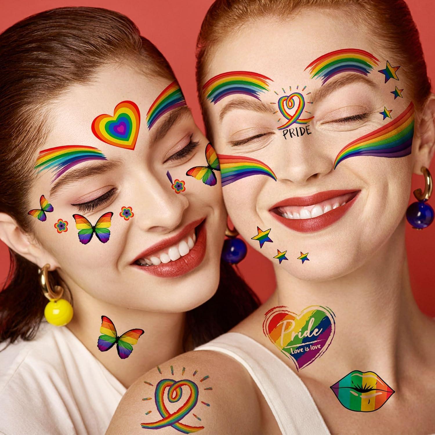 Tatuajes Temporales de Orgullo Gay GOROMON 128 PCS 3D