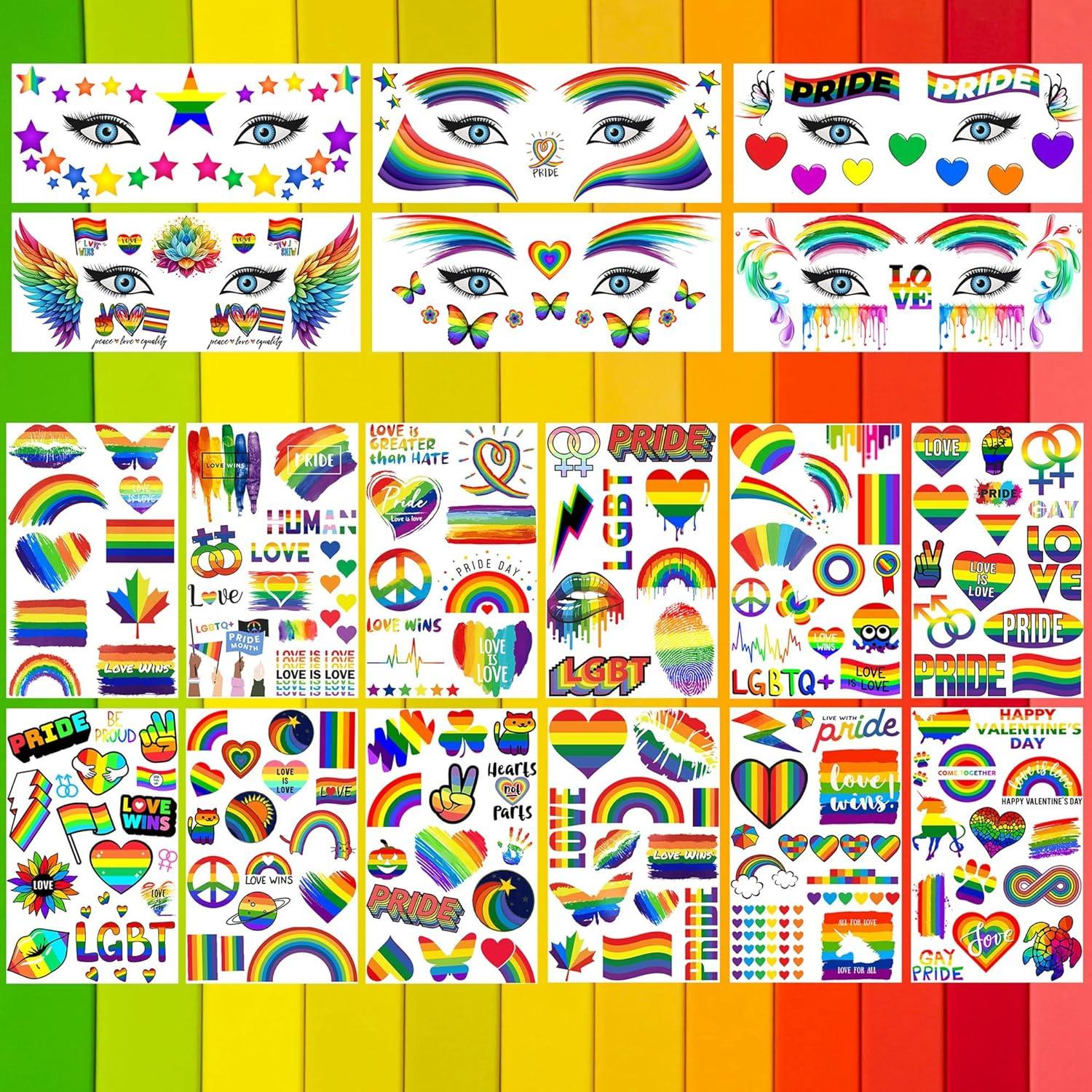 Tatuajes Temporales de Orgullo Gay GOROMON 128 PCS 3D