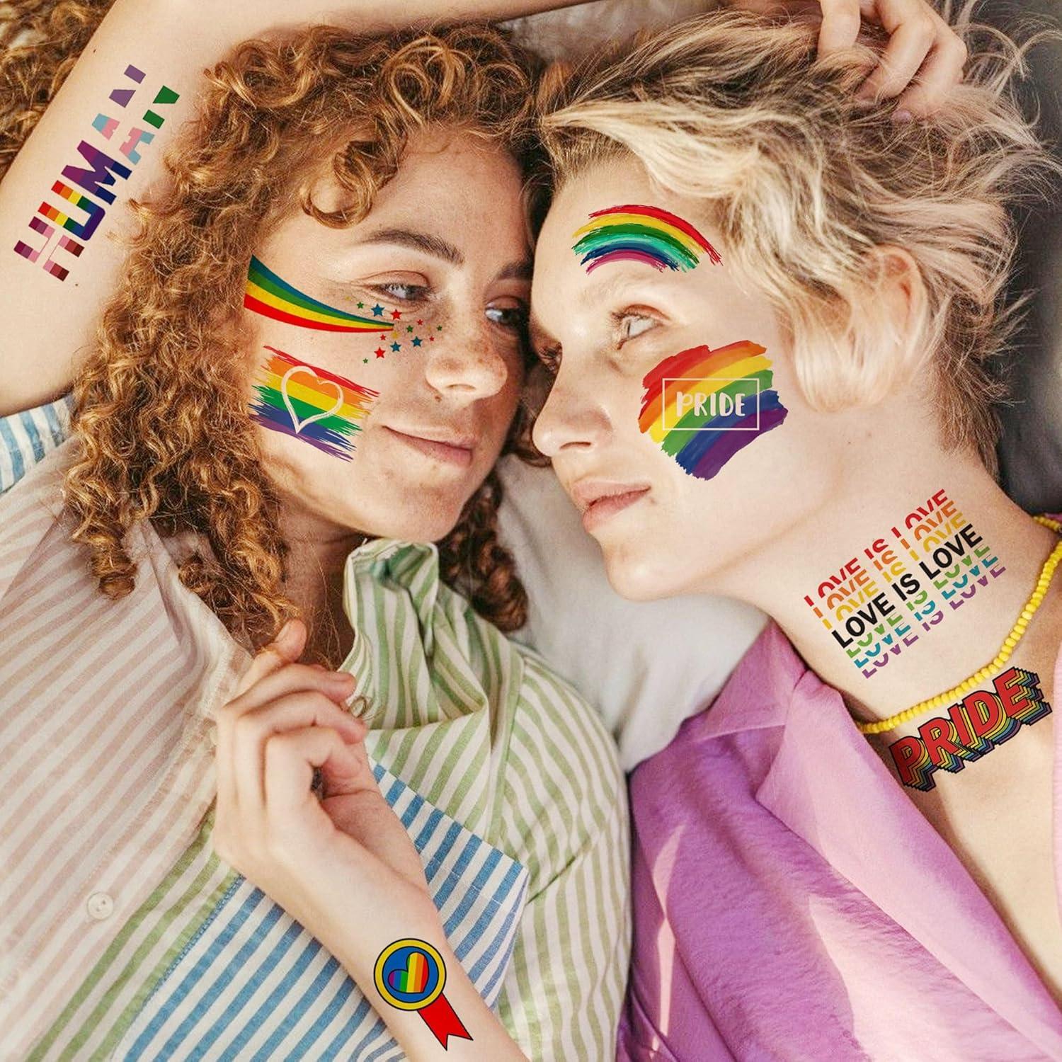 Tatuajes Temporales de Orgullo Gay GOROMON 128 PCS 3D