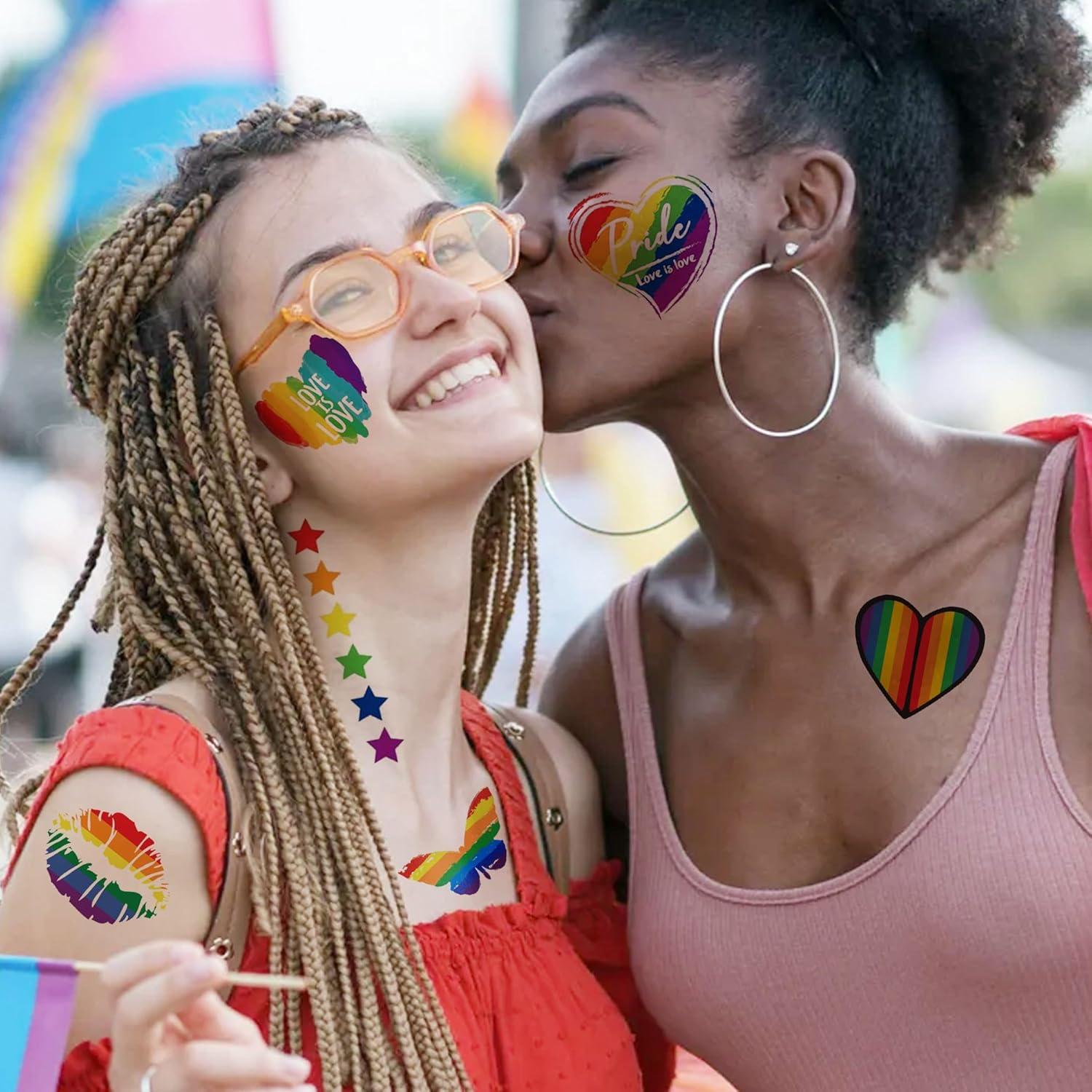 Tatuajes Temporales de Orgullo Gay GOROMON 128 PCS 3D