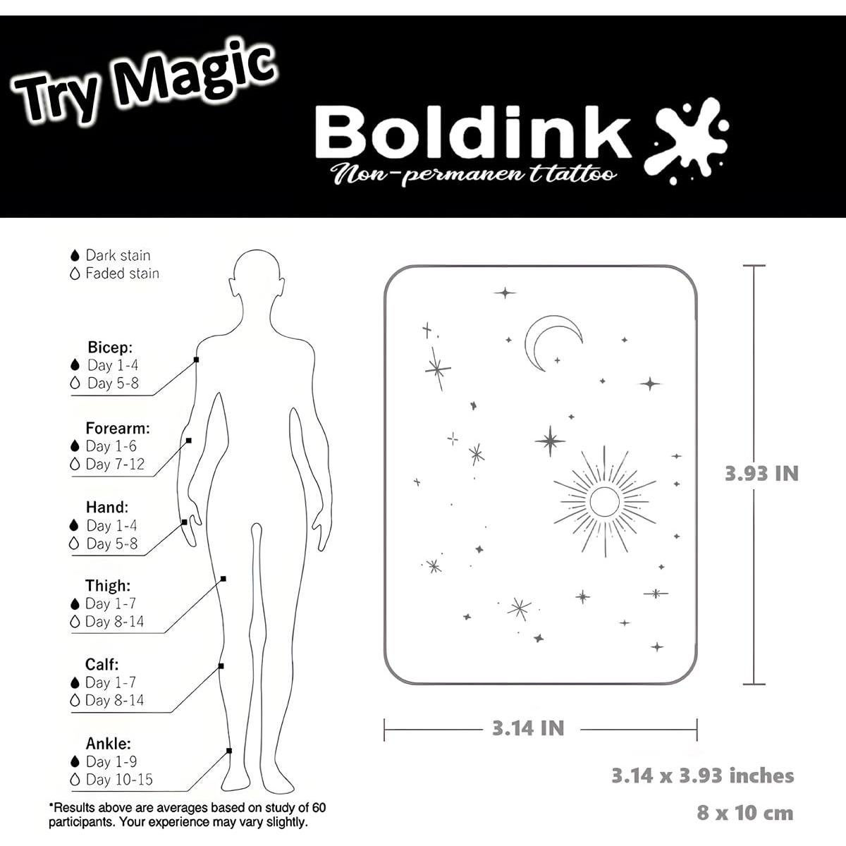 Tatuajes Semipermanentes Boldink Sol y Luna 1 - 7-14 Días