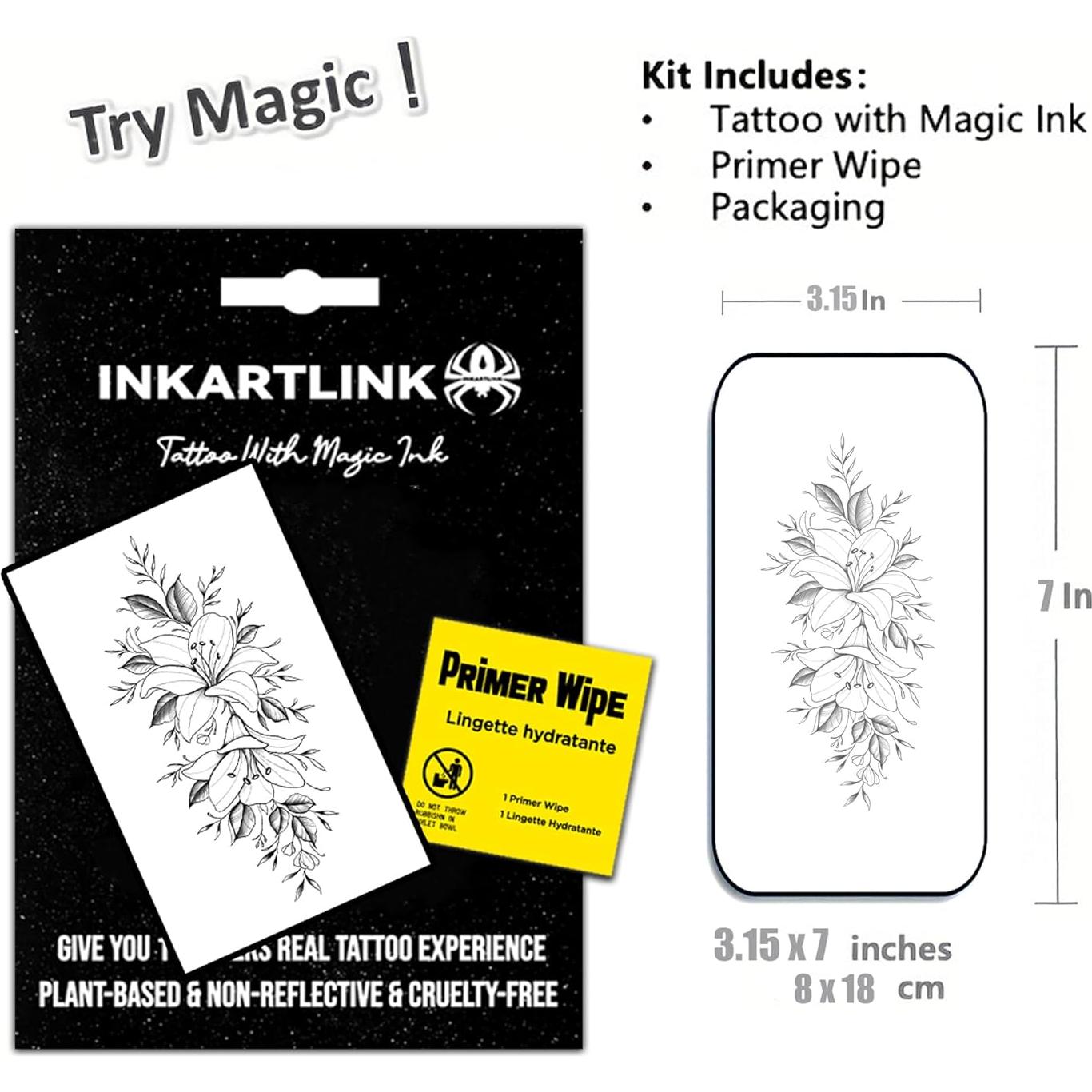Tatuaje Semipermanente INKARTLINK Flores 7 Impermeable 15 Días