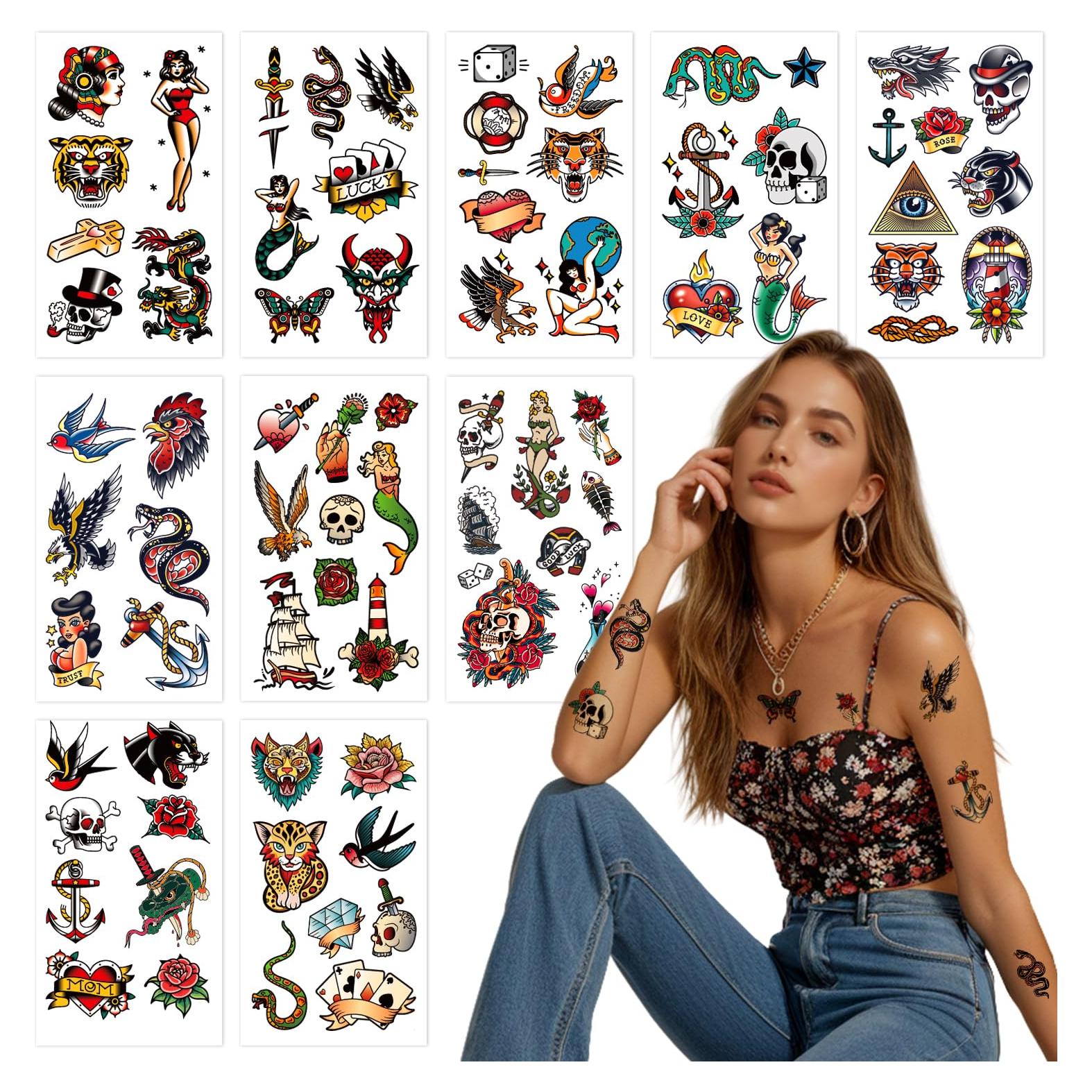 76 Tatuajes Temporales Retro JoyfulGlam - Clásicos Coloridos