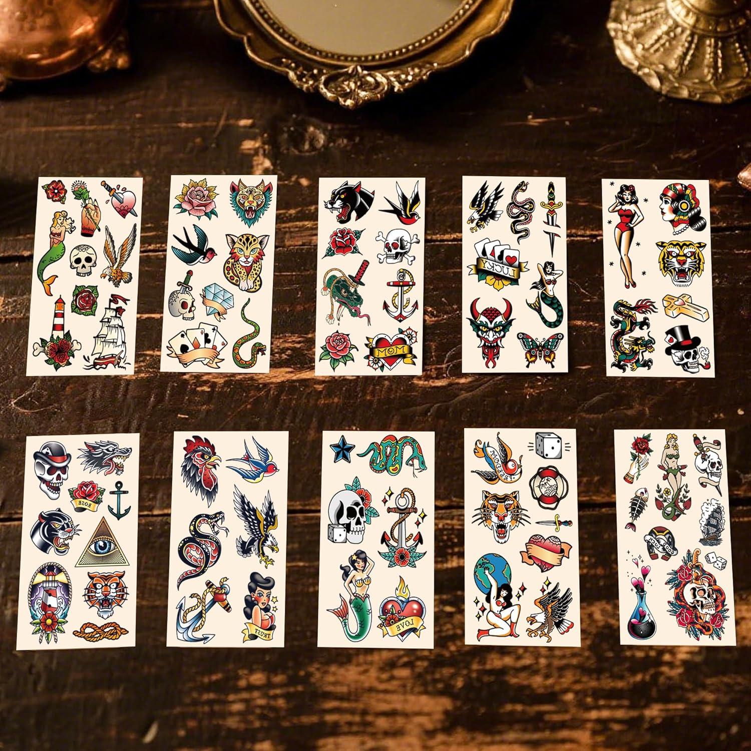 76 Tatuajes Temporales Retro JoyfulGlam - Clásicos Coloridos