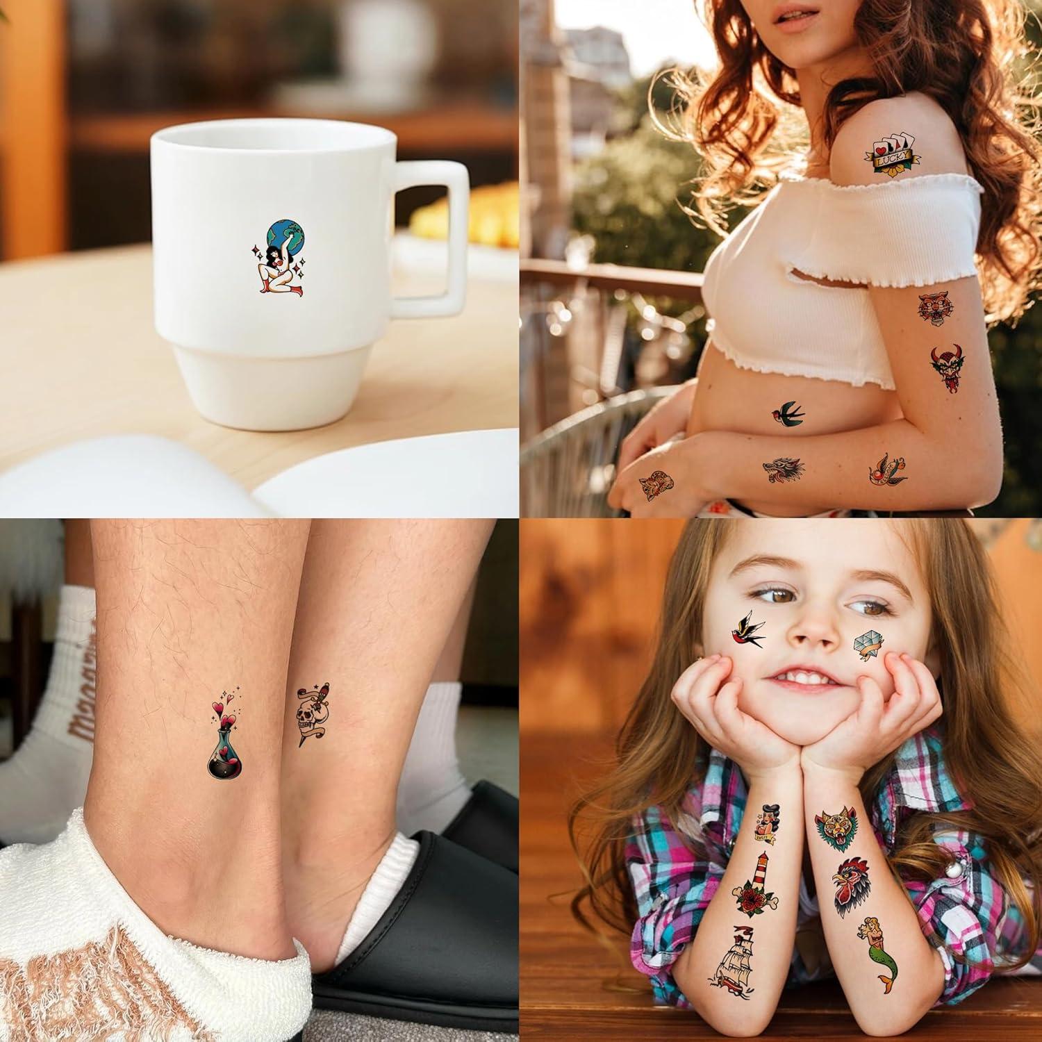 76 Tatuajes Temporales Retro JoyfulGlam - Clásicos Coloridos