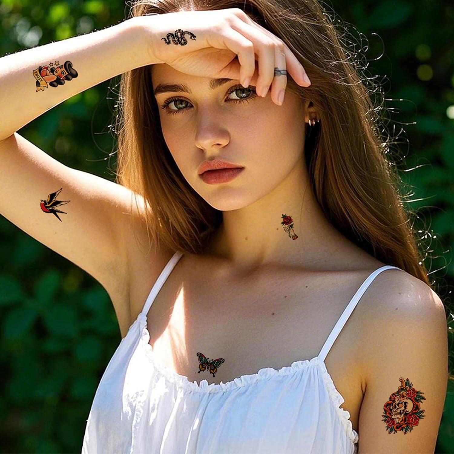 76 Tatuajes Temporales Retro JoyfulGlam - Clásicos Coloridos