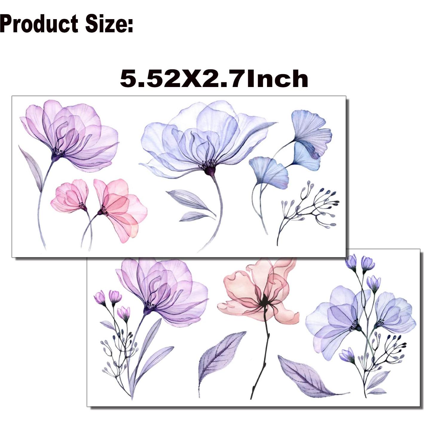 Tatuajes Temporales Tazimi 16 Hojas Flores Acuarela Mujer