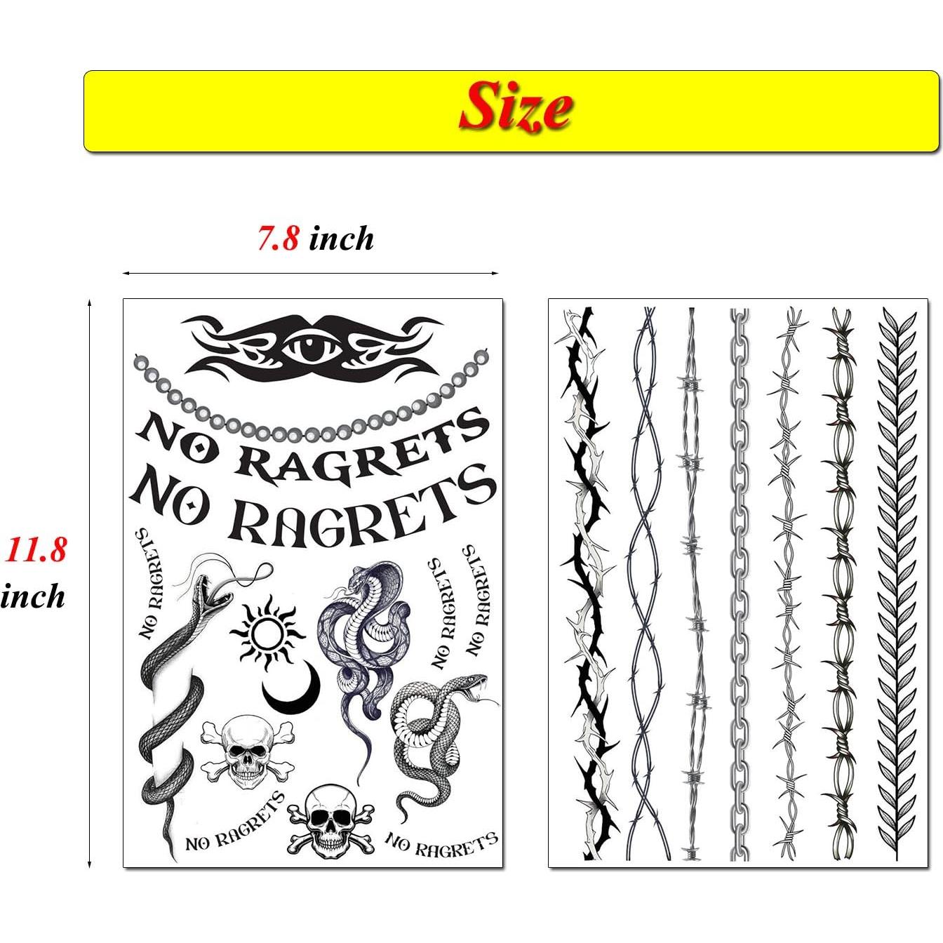 Tatuajes Temporales CLOOOUDS 4 Hojas Sin Arrepentimientos