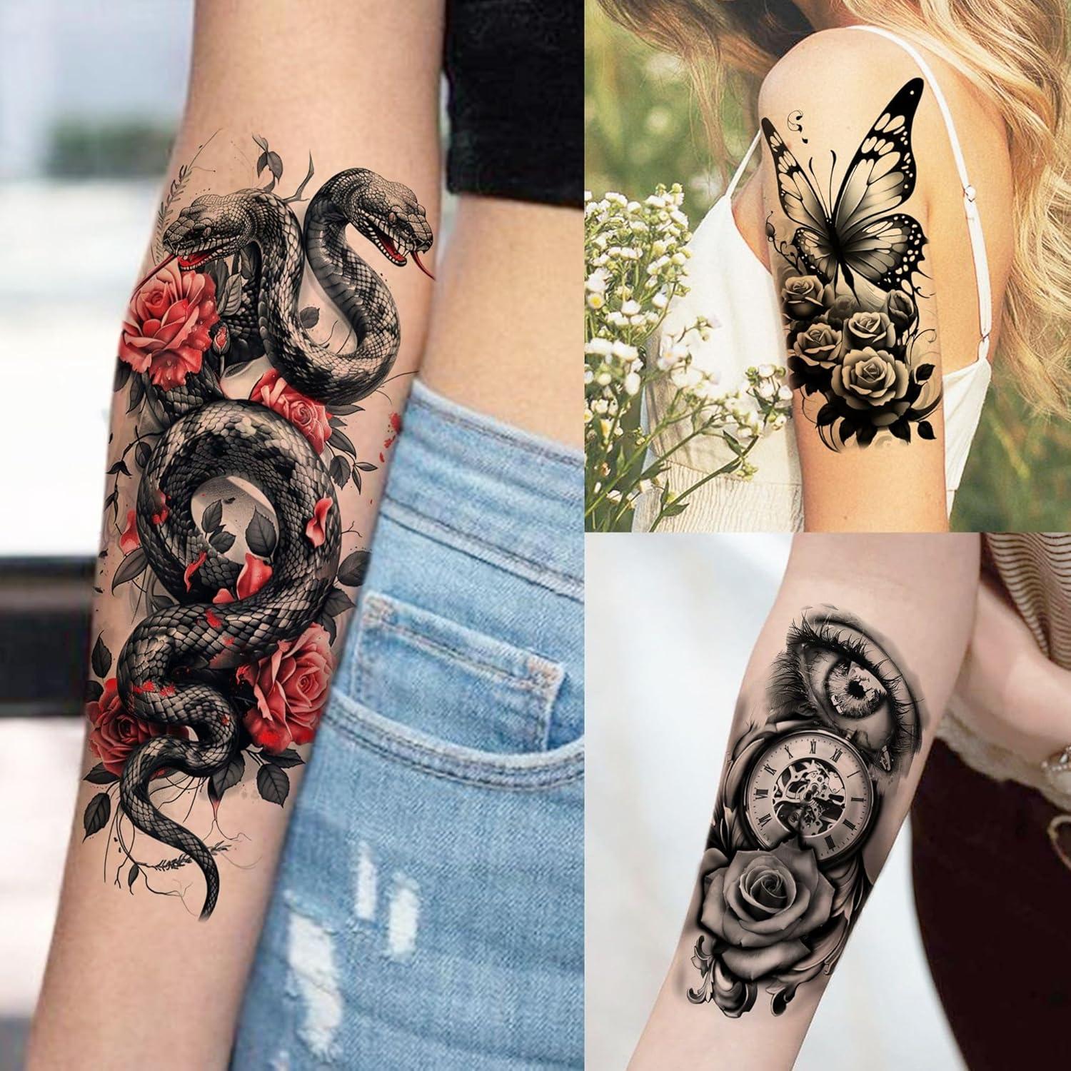 66 Hojas Tatuajes Temporales SHELYEXIEN Acuarela para Mujeres