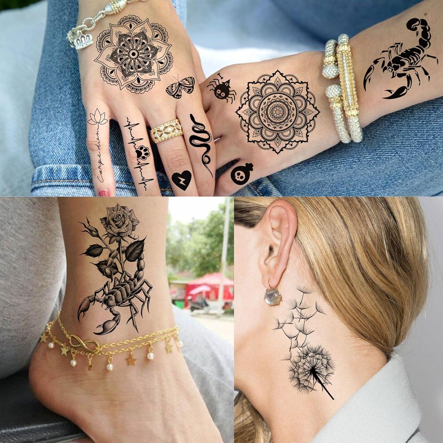 66 Hojas Tatuajes Temporales SHELYEXIEN Acuarela para Mujeres