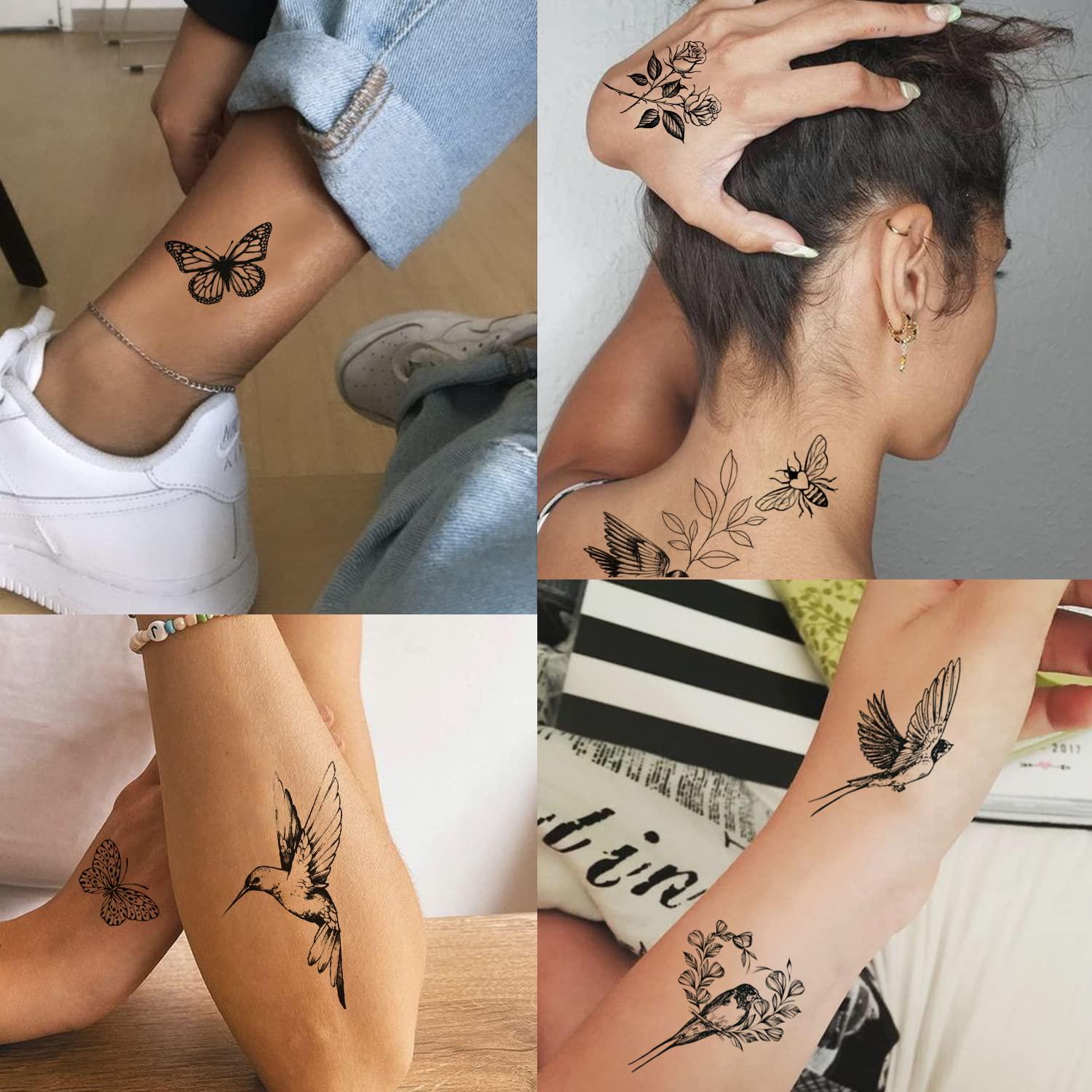Tatuajes Temporales Mariposa Negra Tazimi - 6 Hojas Grandes