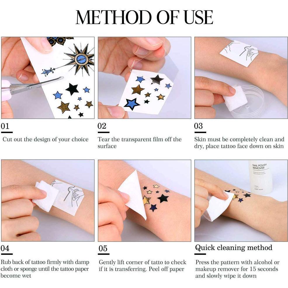 Tatuajes Temporales Metálicos GICUNK - 9 Hojas Impermeables