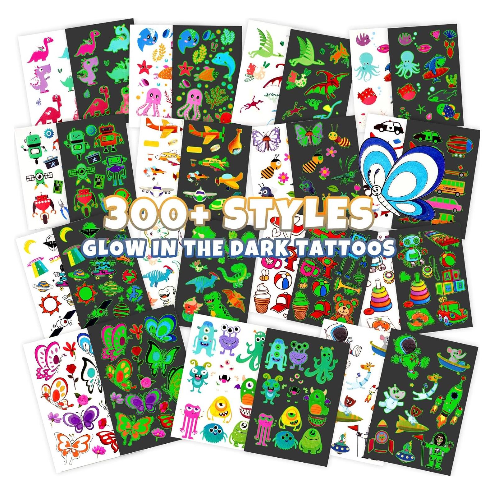 Tatuajes Temporales Brillantes YOCIECO 300+ Pcs Niños