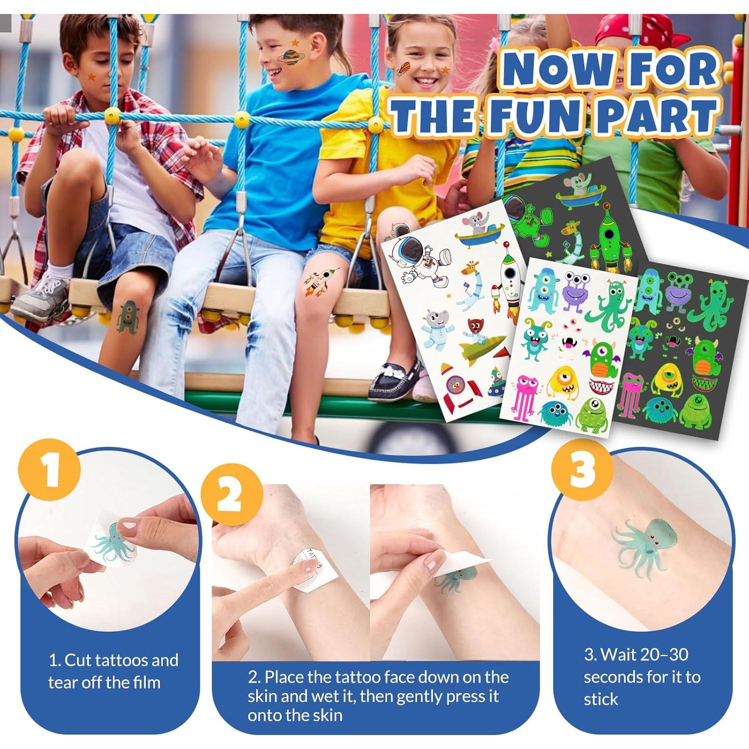 Tatuajes Temporales Brillantes YOCIECO 300+ Pcs Niños