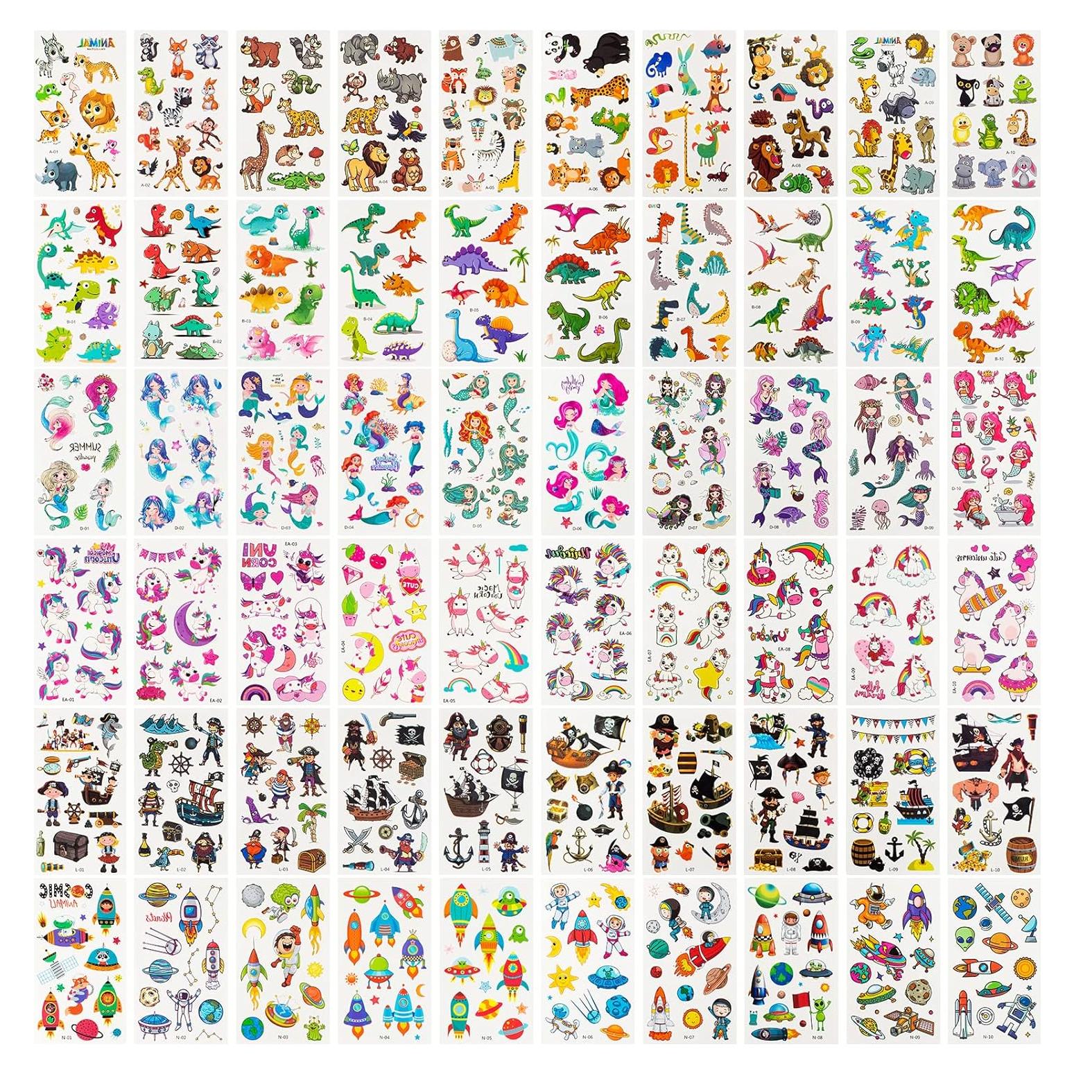 Set de Tatuajes Temporales para Niños Habett - 60 Hojas Diversas