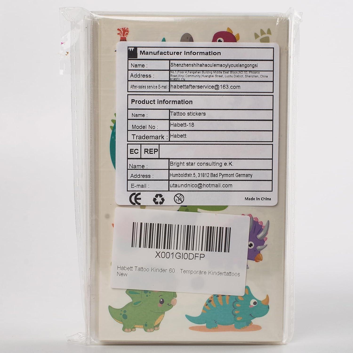 Set de Tatuajes Temporales para Niños Habett - 60 Hojas Diversas