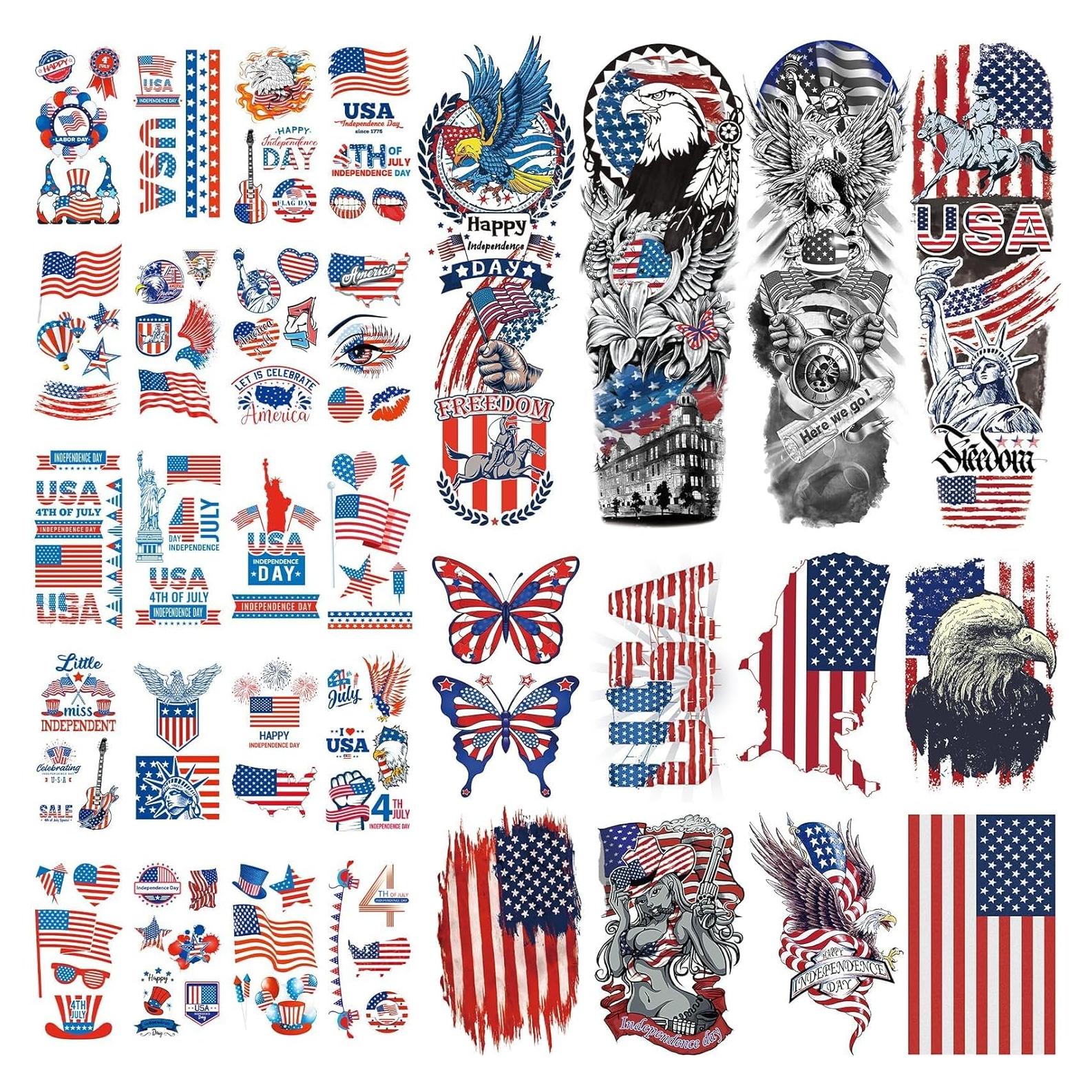 Tatuajes Temporales Bandera EE. UU. CUTELIILI - Día de la Independencia