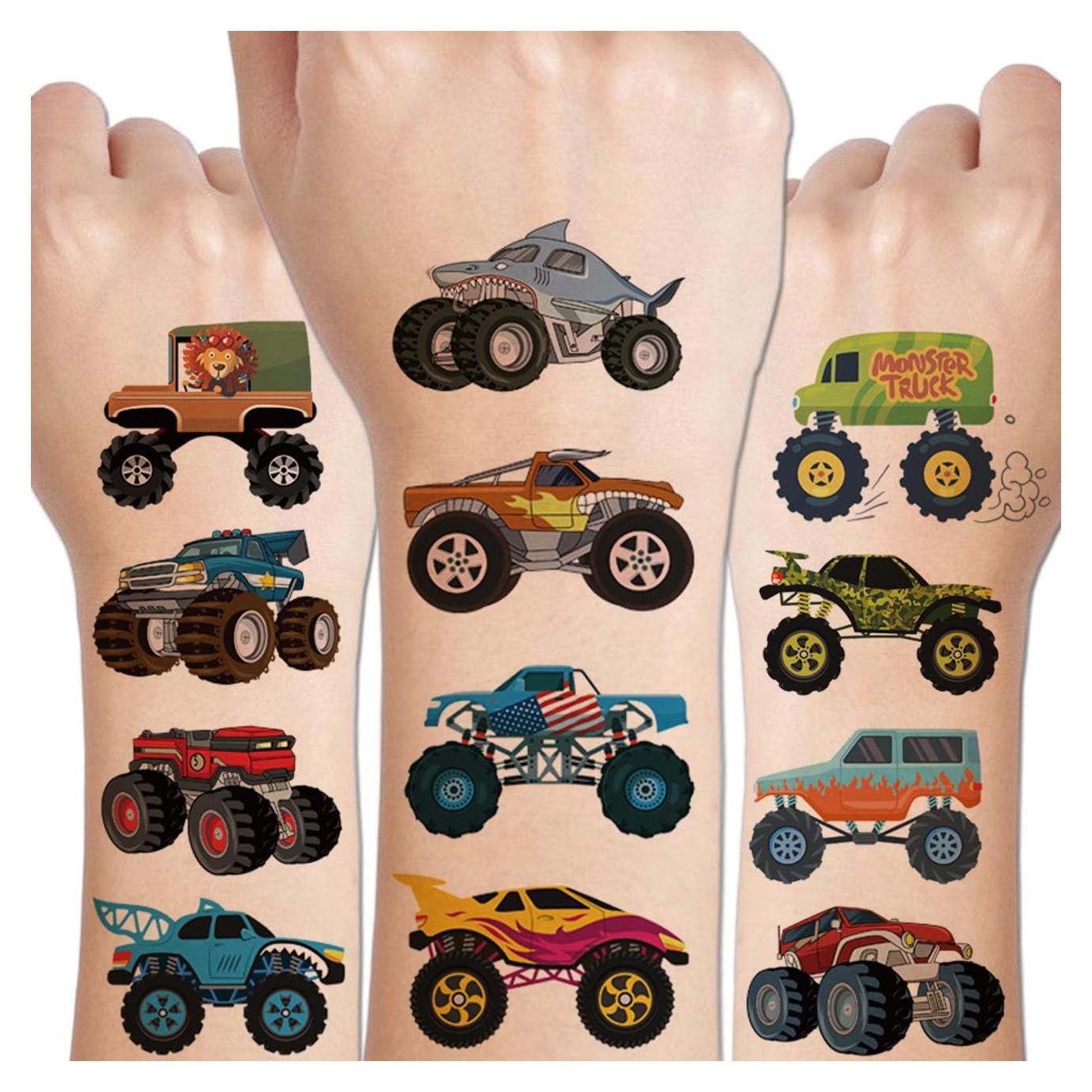 Tatuajes Temporales Monster Truck CHARLENT - 10 Hojas