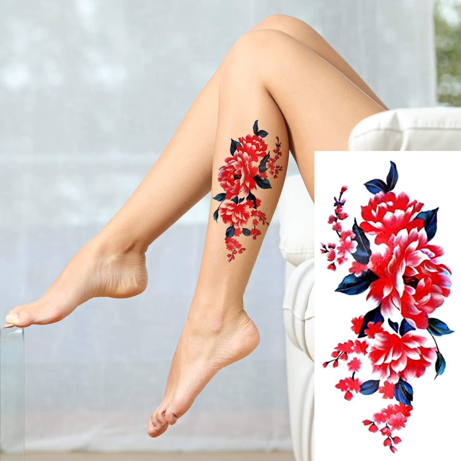 Tatuajes Temporales PHOGARY 24 Piezas Flores Brillantes