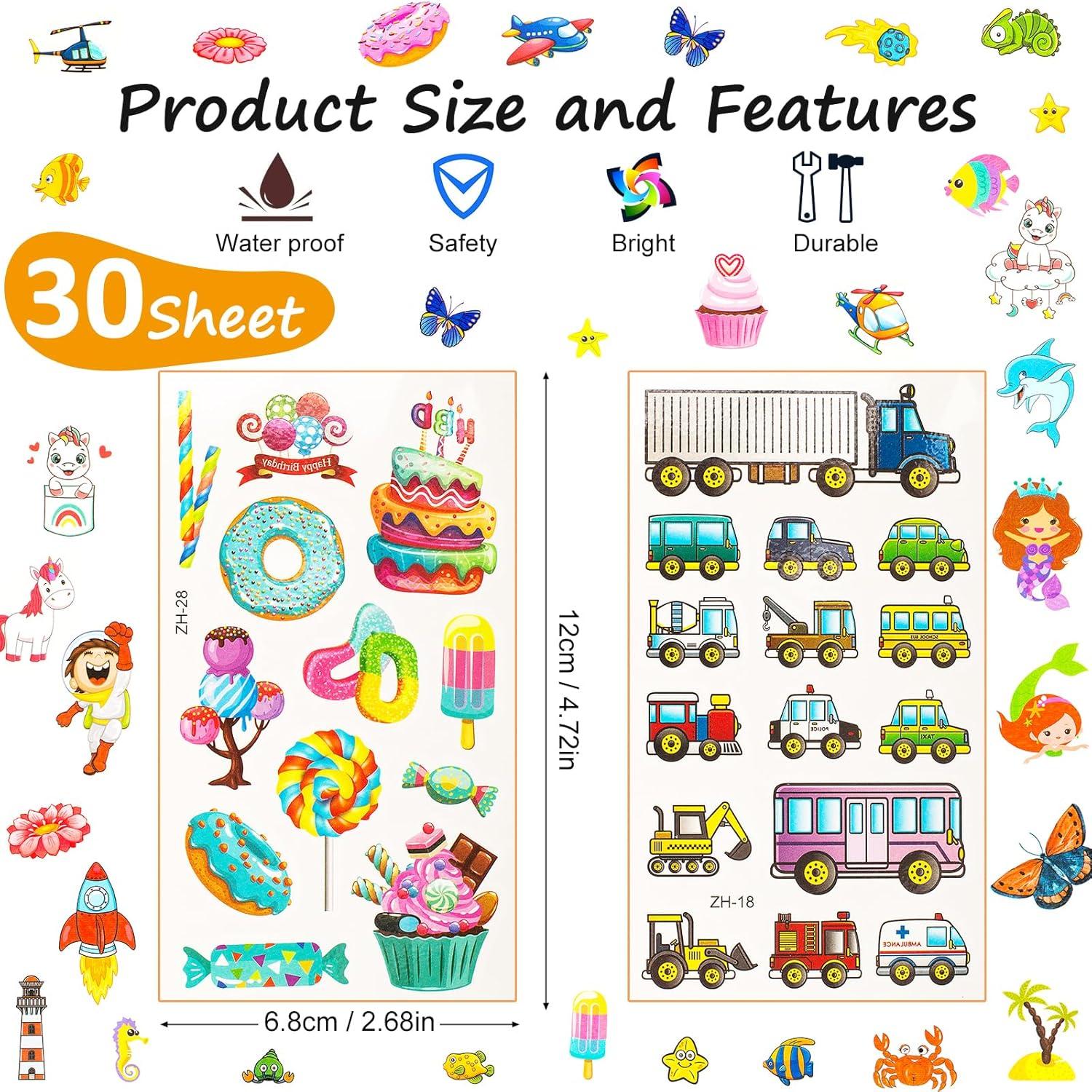 Set de 300+ Tatuajes Temporales para Niños Habett - Animales, Espacio, Dinosaurios