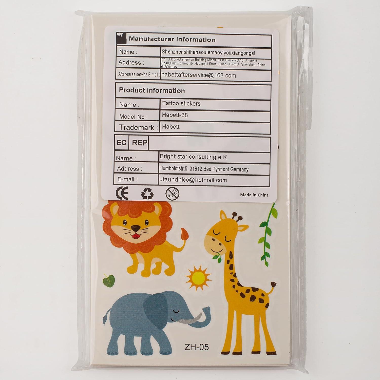 Set de 300+ Tatuajes Temporales para Niños Habett - Animales, Espacio, Dinosaurios