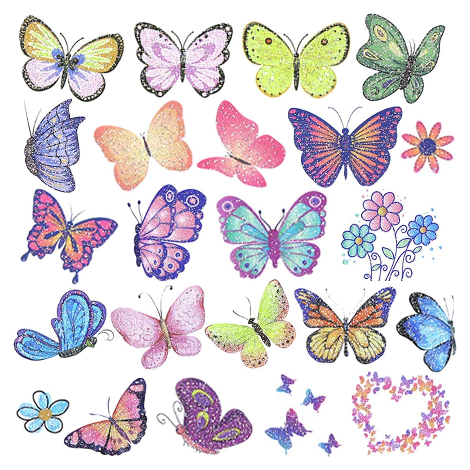 Tatuajes Temporales Brillantes de Mariposa Ooopsiun - 12 Hojas