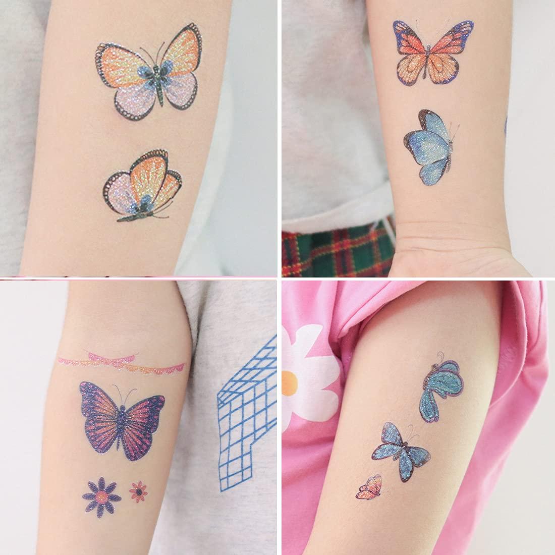 Tatuajes Temporales Brillantes de Mariposa Ooopsiun - 12 Hojas