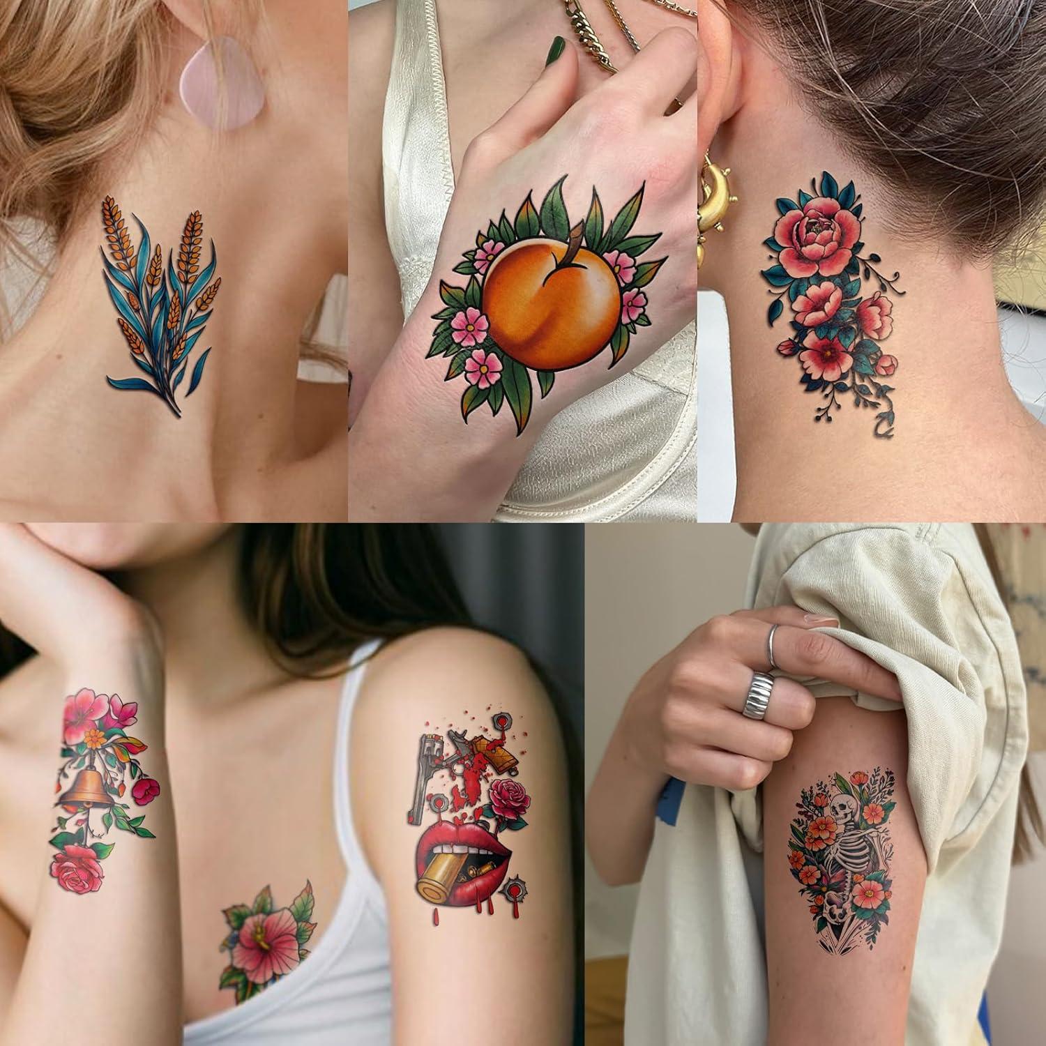 77 Hojas Tatuajes Temporales Vieja Escuela Gabizafia