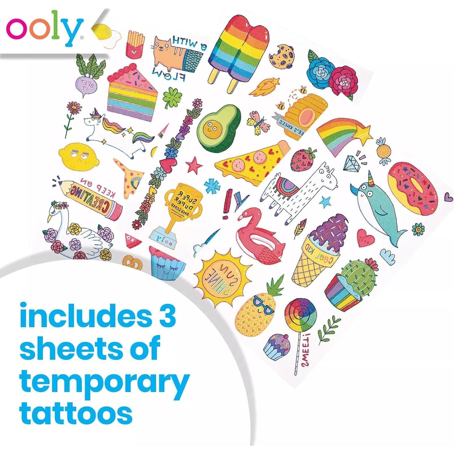 Tatuajes Temporales OOLY Mundo Doodle - 50 Diseños Divertidos