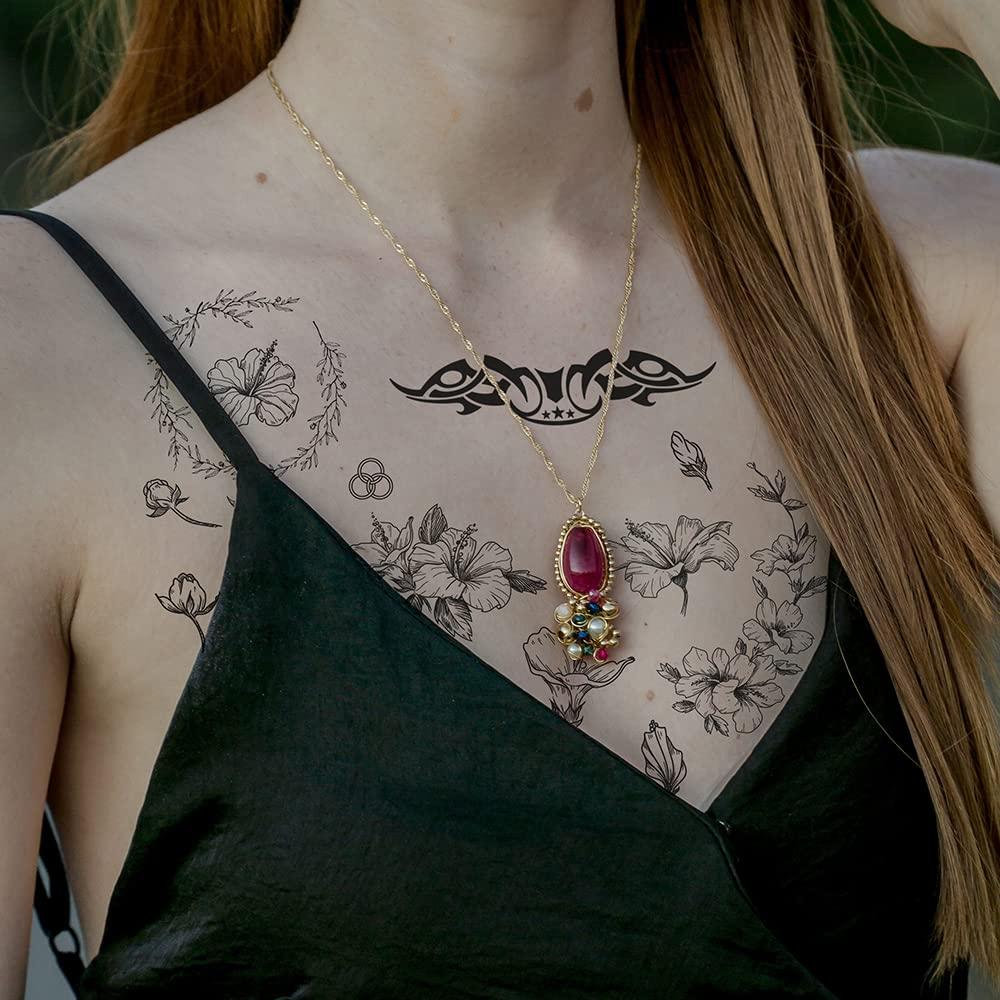 330 Tatuajes Temporales Negros Realistas Esland - 60 Pcs Vintage