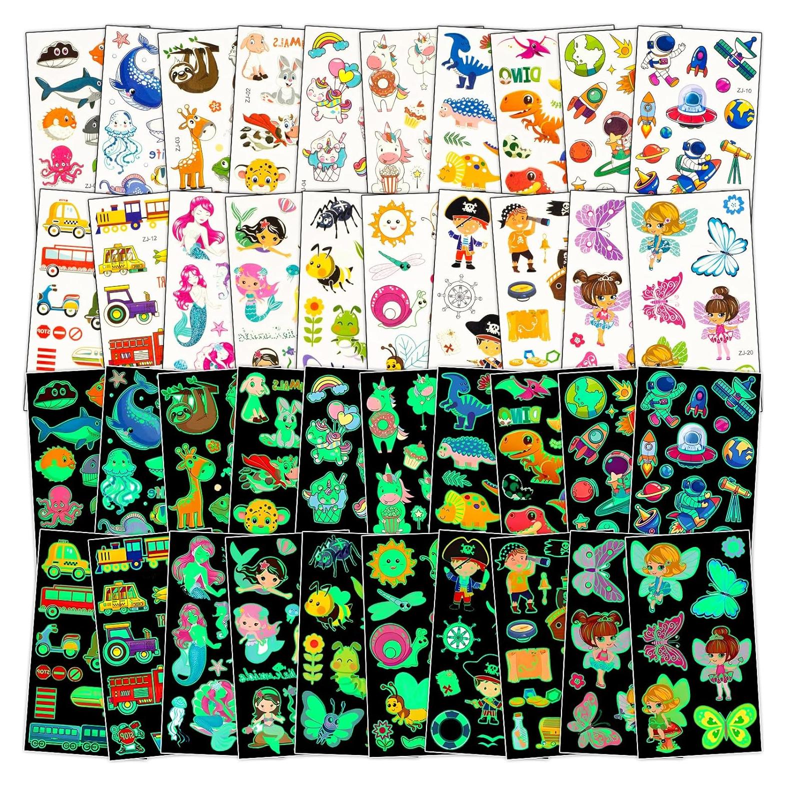 Set de 200 Tatuajes Luminiscentes para Niños - Habett