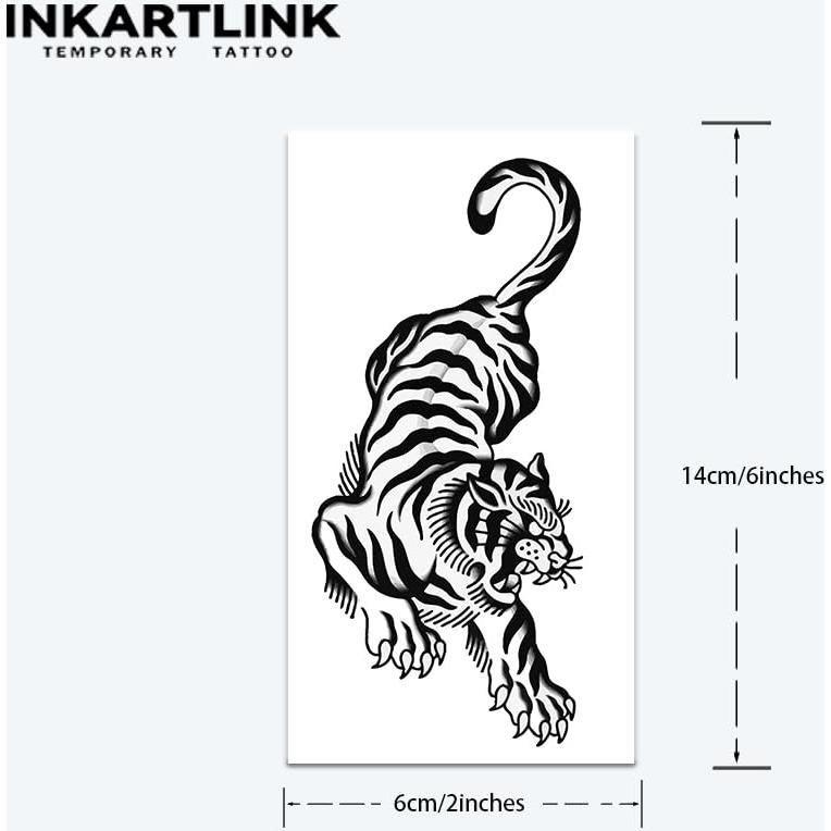 Tatuaje Semipermanente INKARTLINK Tigre 2 Hojas 14x6cm