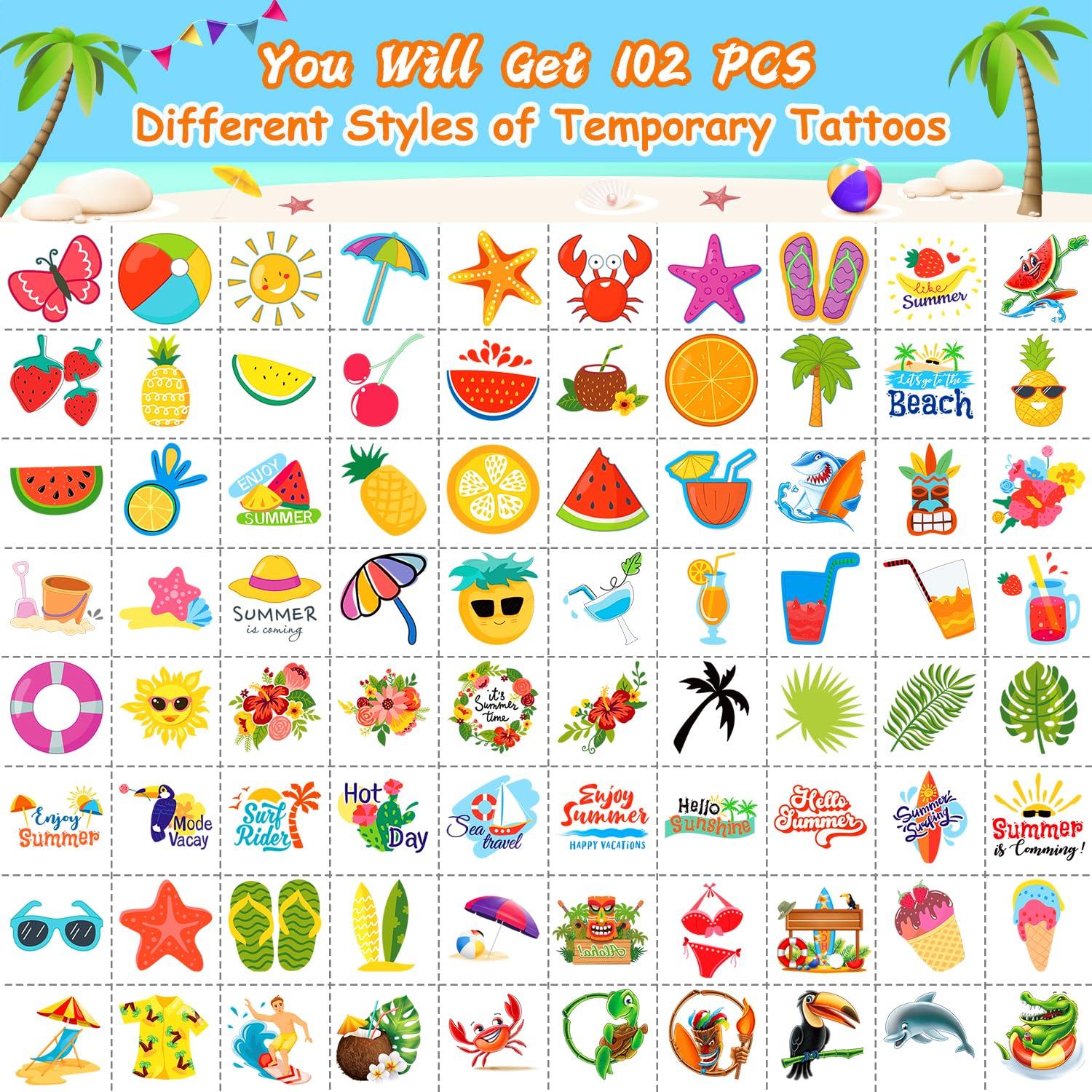 Tatuajes Temporales de Playa Verano JCFIRE - 102 Piezas