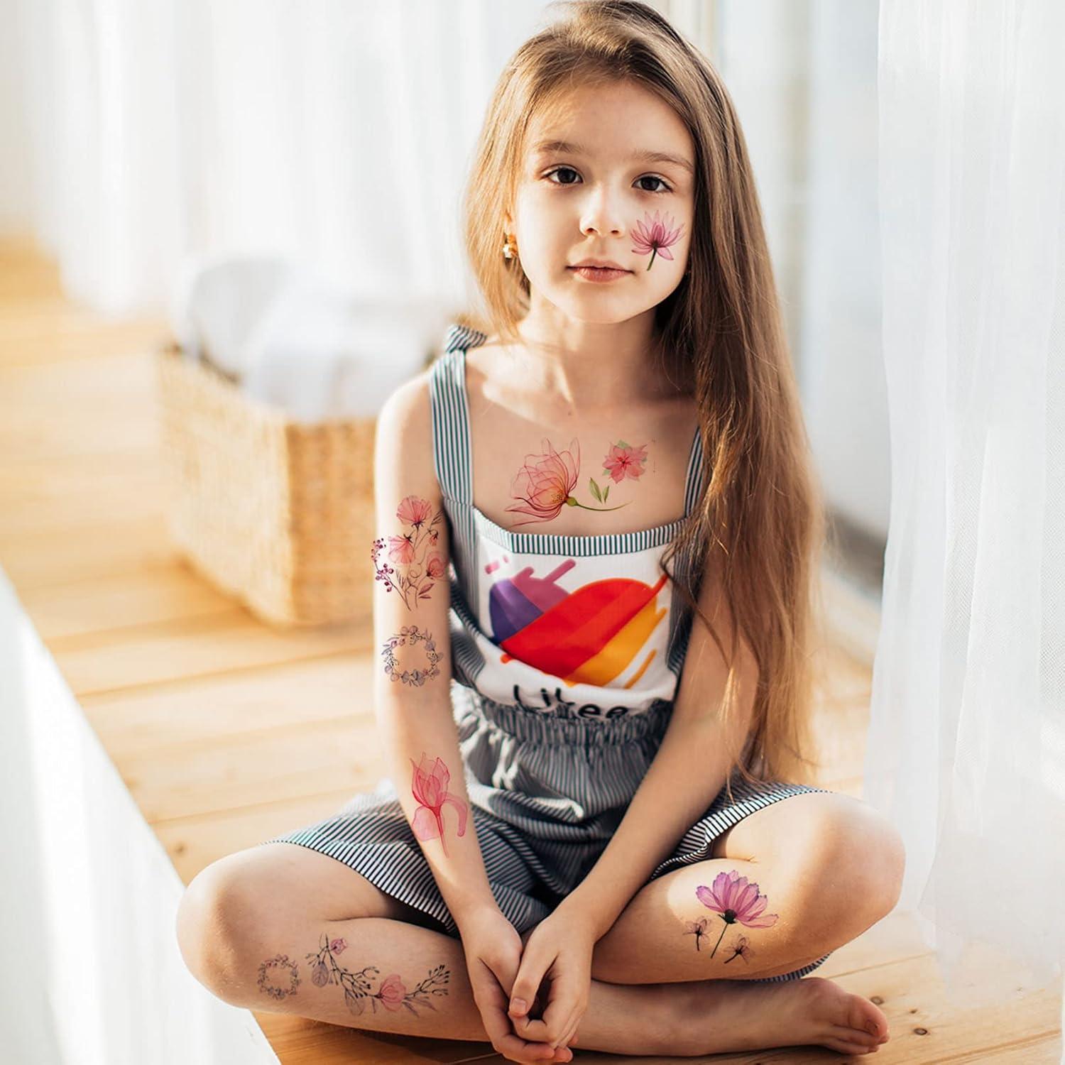 Tatuajes Temporales de Flores Casciybo - 10 Hojas Acuareladas