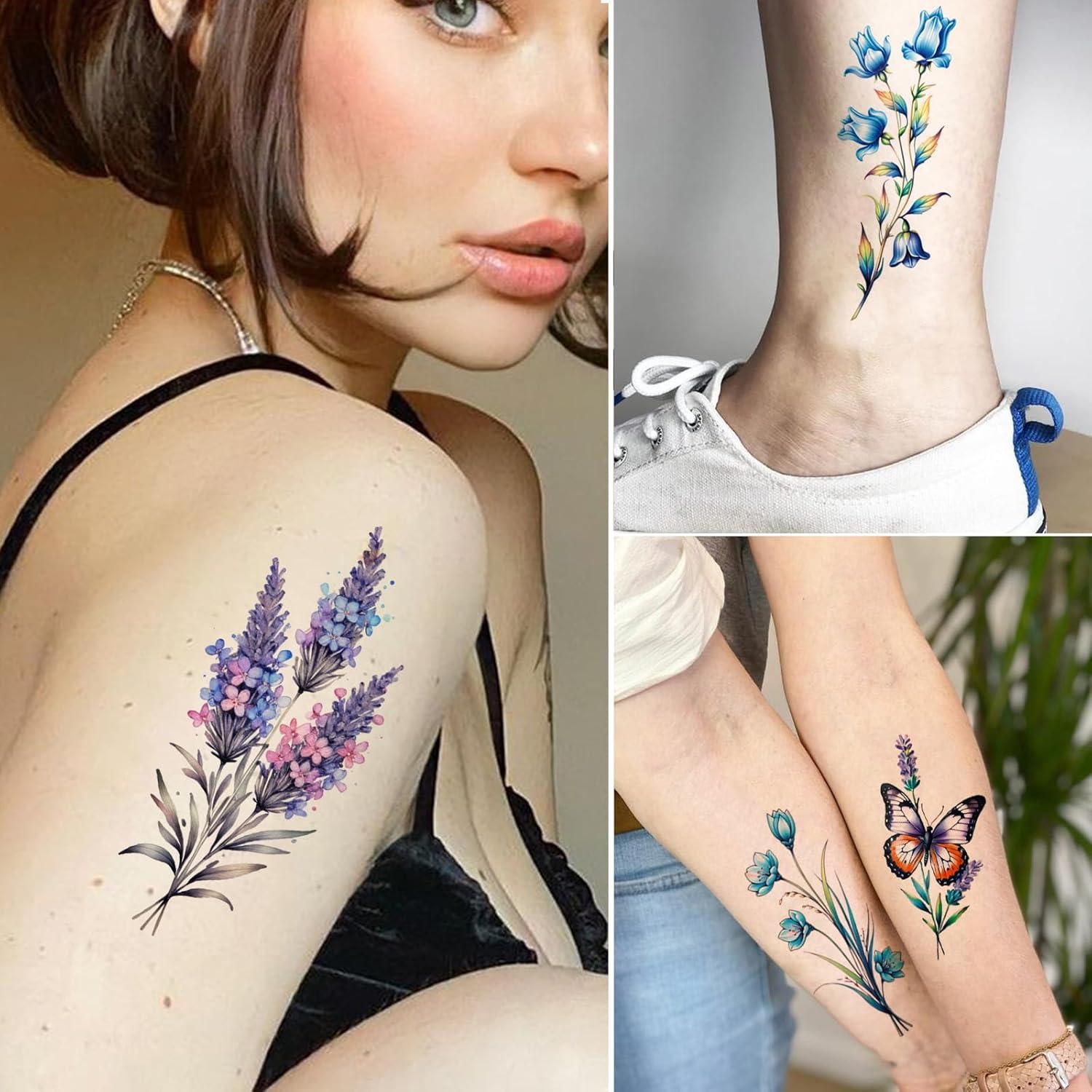 Tatuajes Temporales Acuarela Tazimi 20 Hojas Flores 3D
