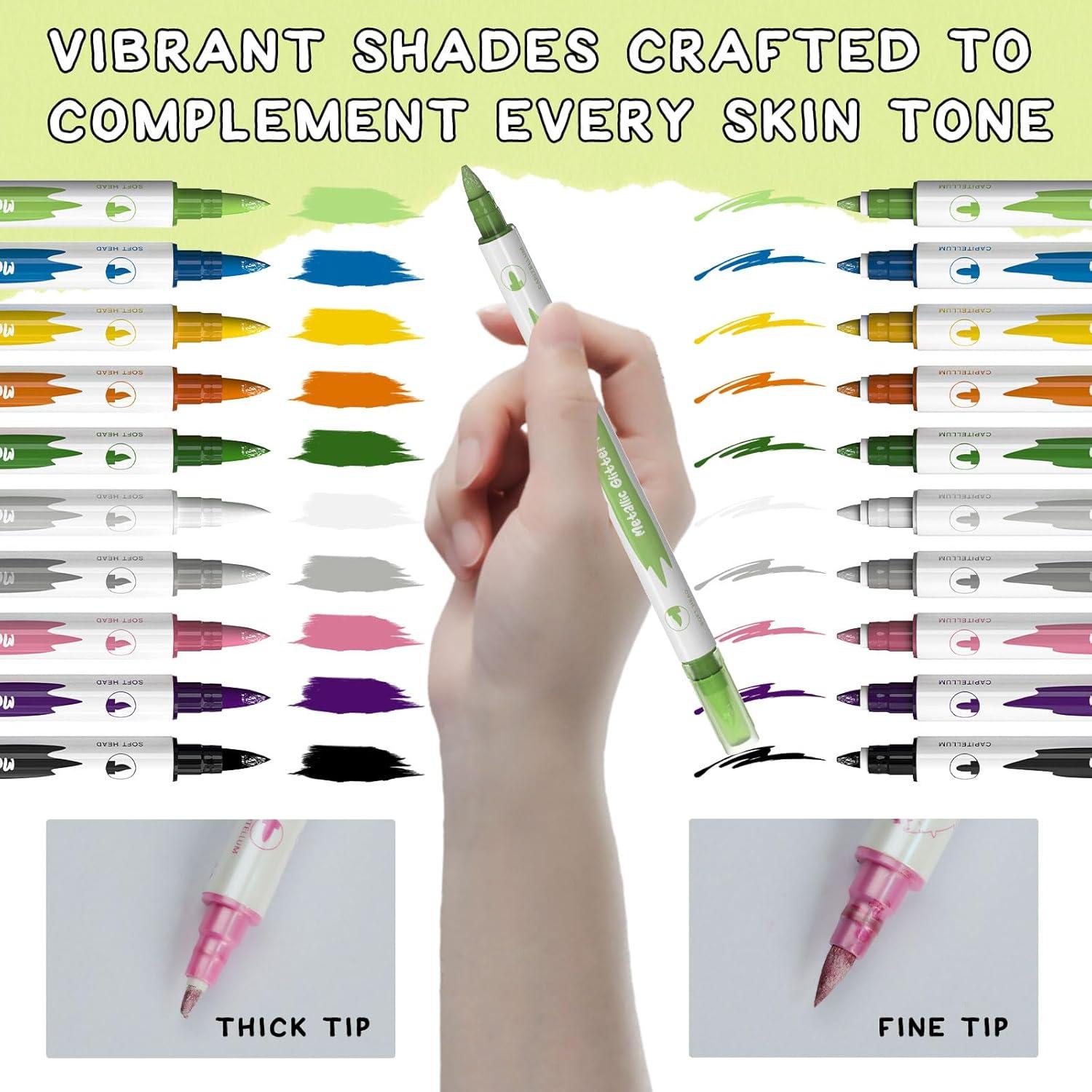 Marcadores de Tatuajes Temporales Wormhole - 10 Colores, Doble Punta