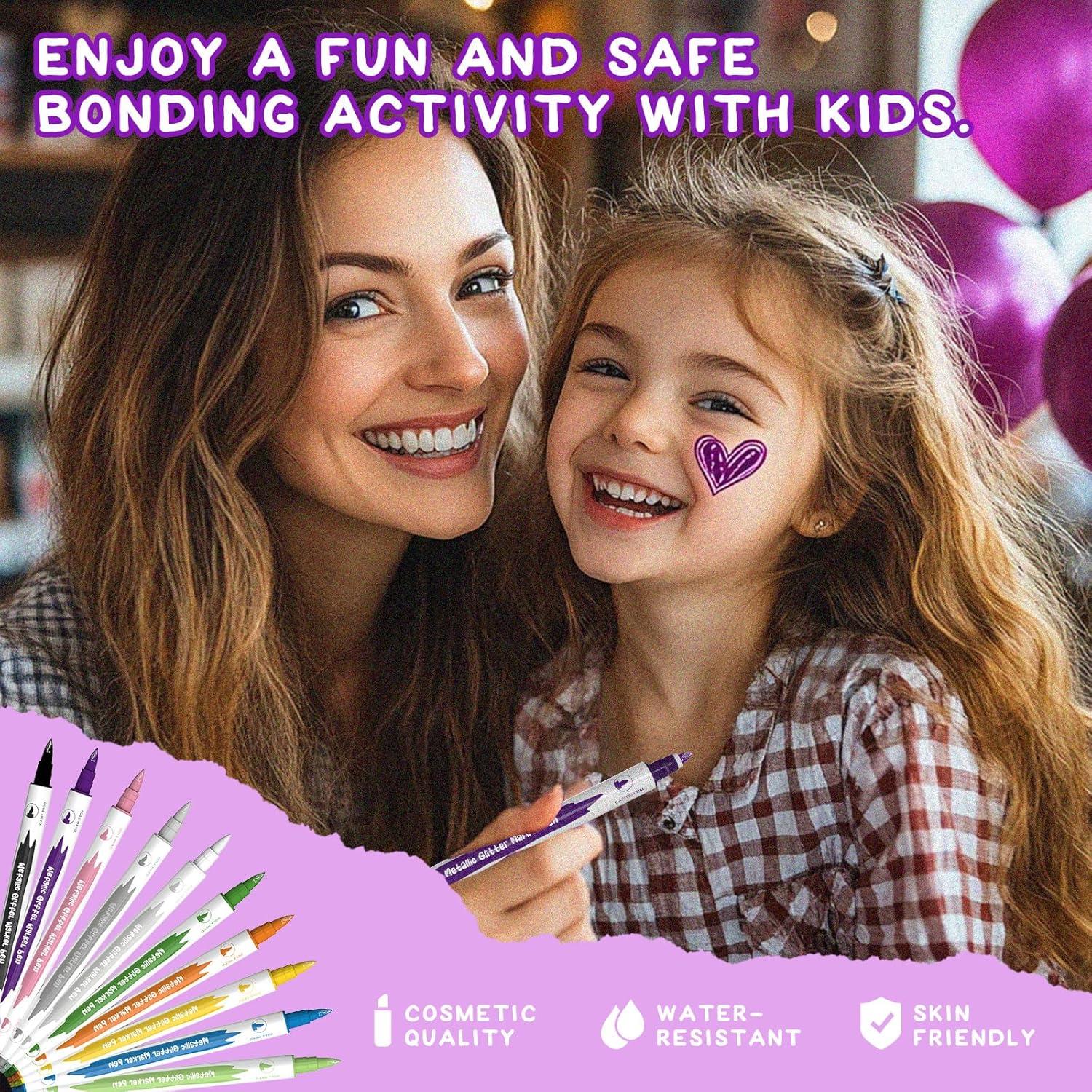 Marcadores de Tatuajes Temporales Wormhole - 10 Colores, Doble Punta