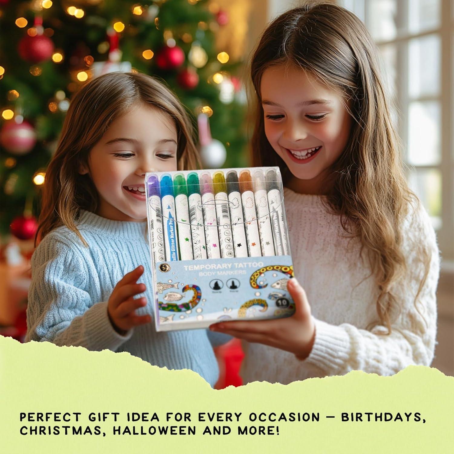 Marcadores de Tatuajes Temporales Wormhole - 10 Colores, Doble Punta