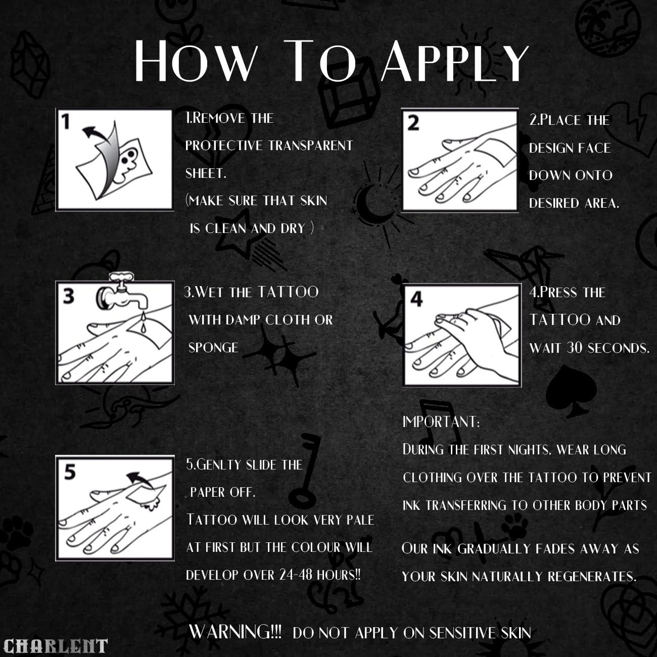 Tatuajes Semipermanentes CHARLNET 240 Pcs - Realistas y Resistentes