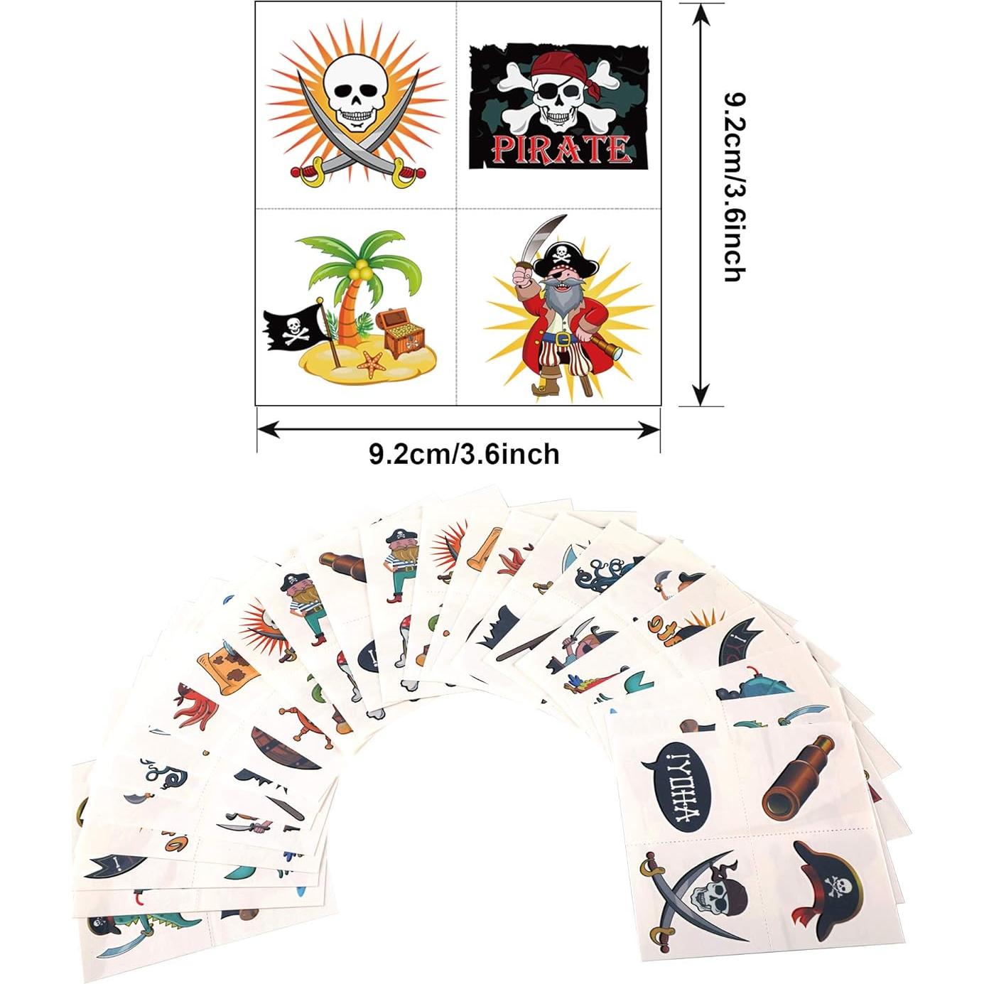 Tatuajes Temporales de Pirata Konsait - 96 Pcs, 4.5x4.5 cm