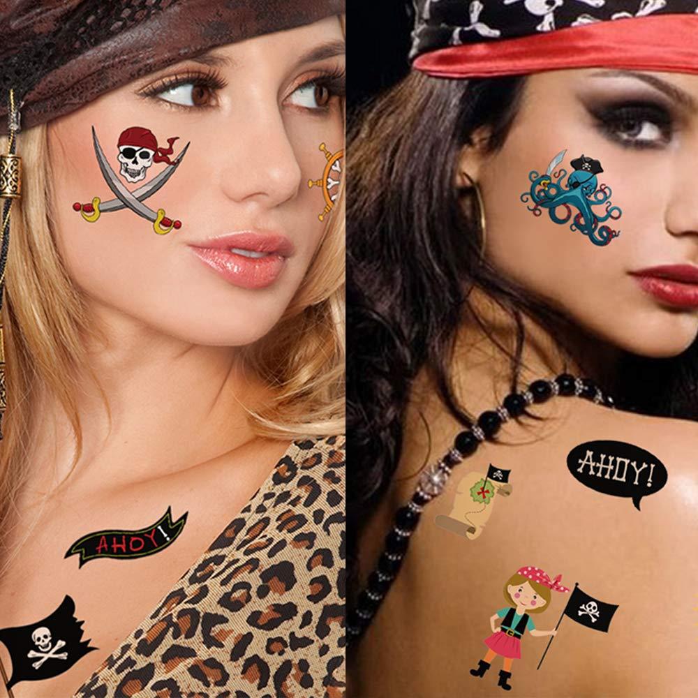Tatuajes Temporales de Pirata Konsait - 96 Pcs, 4.5x4.5 cm